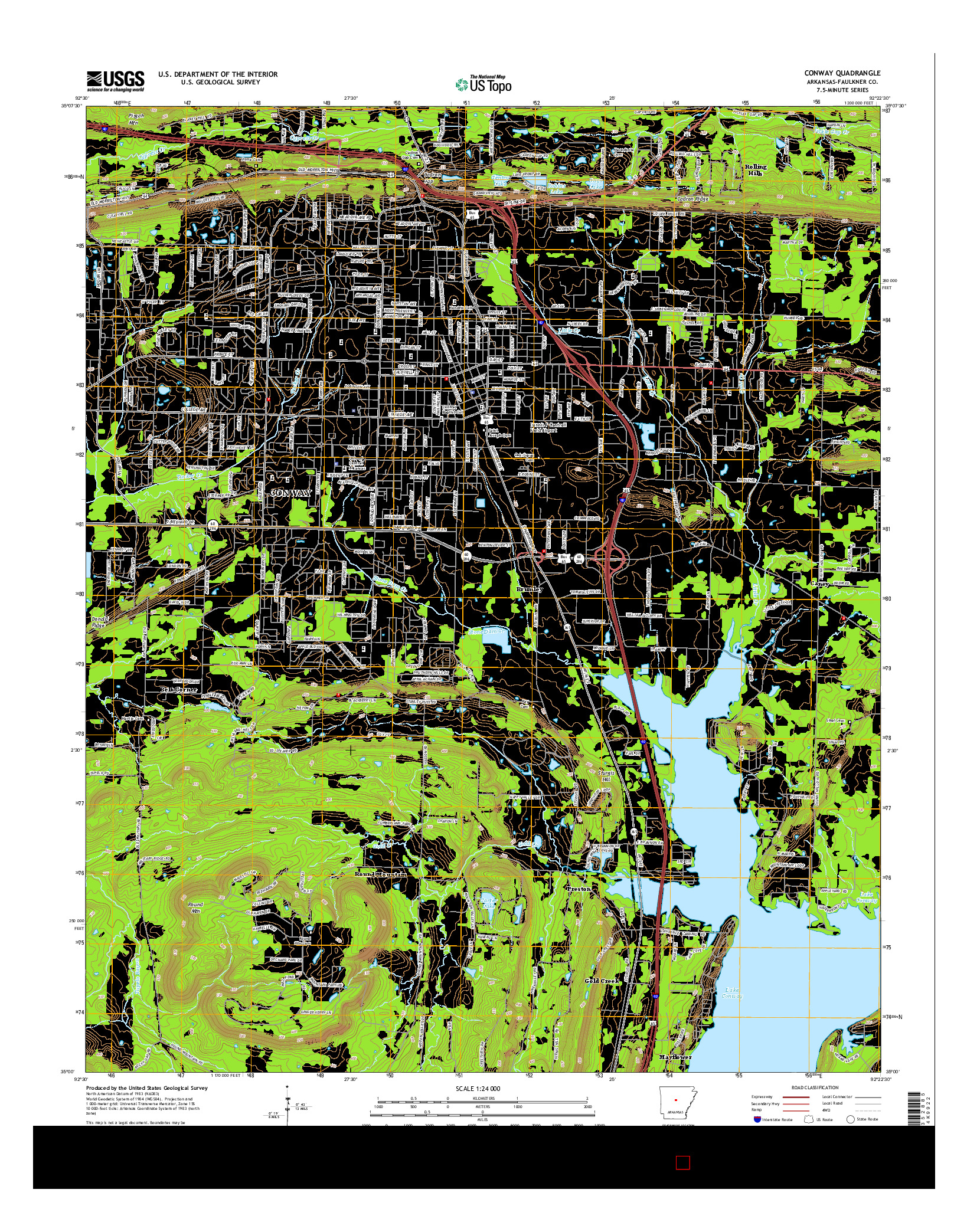 USGS US TOPO 7.5-MINUTE MAP FOR CONWAY, AR 2014