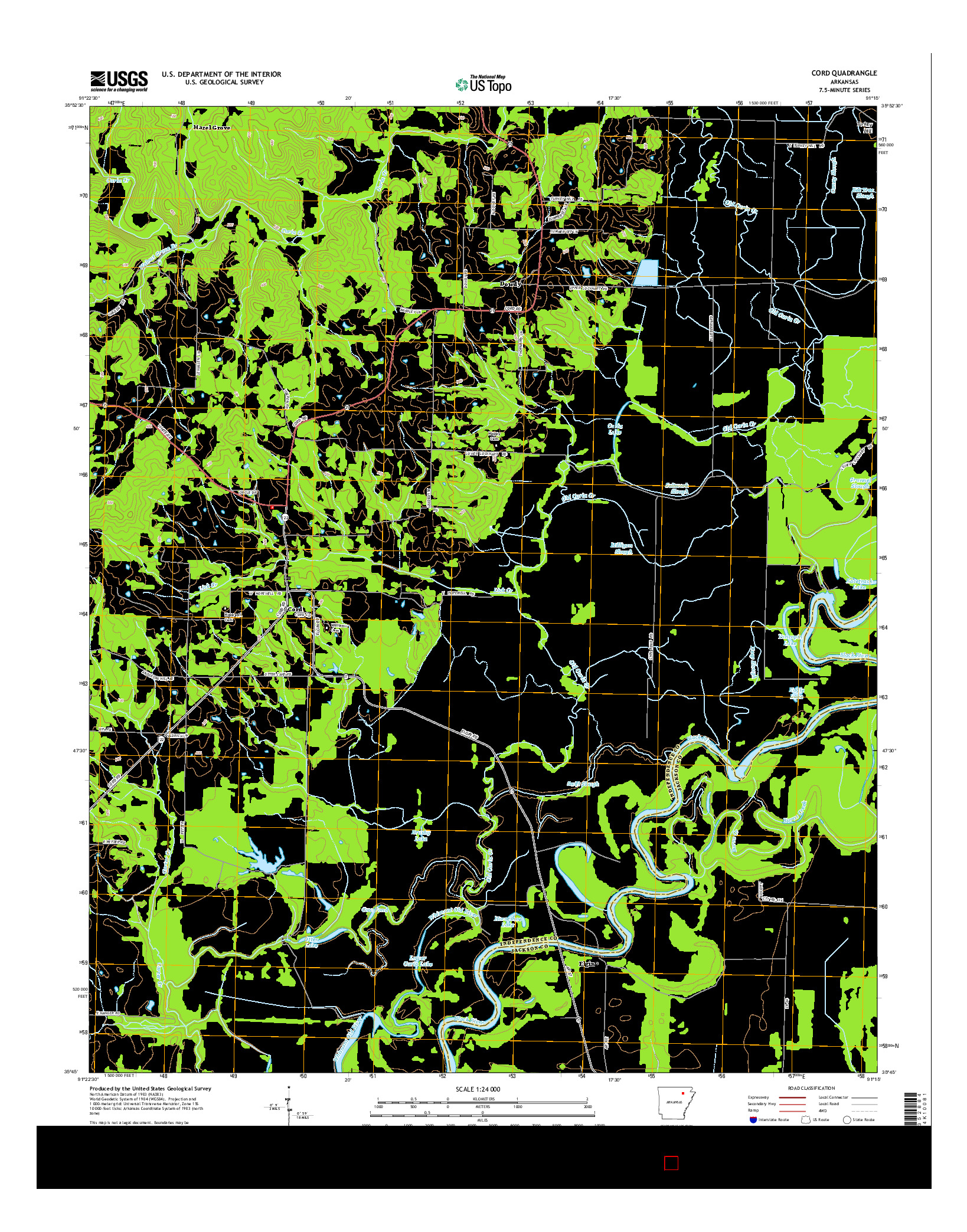 USGS US TOPO 7.5-MINUTE MAP FOR CORD, AR 2014