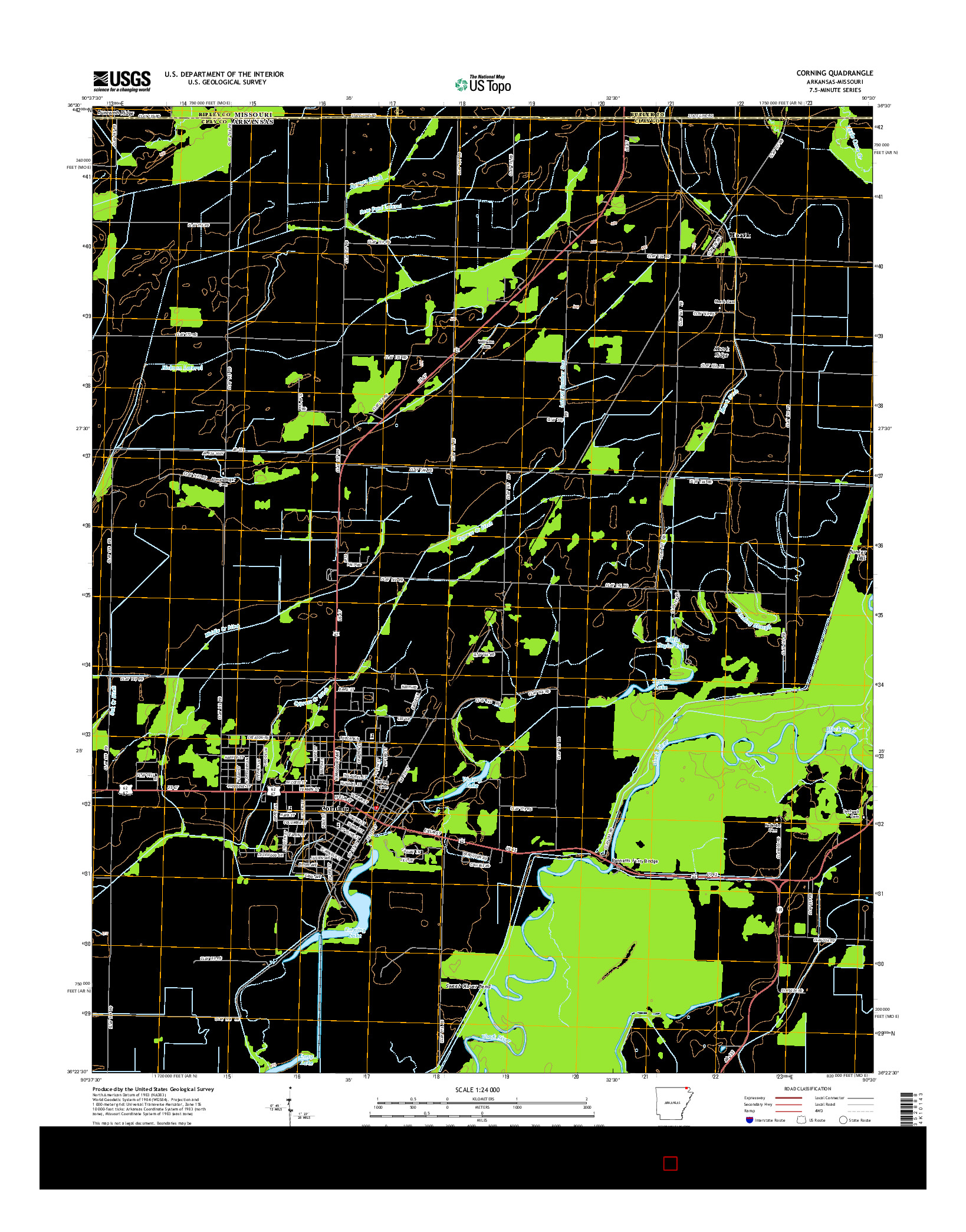 USGS US TOPO 7.5-MINUTE MAP FOR CORNING, AR-MO 2014