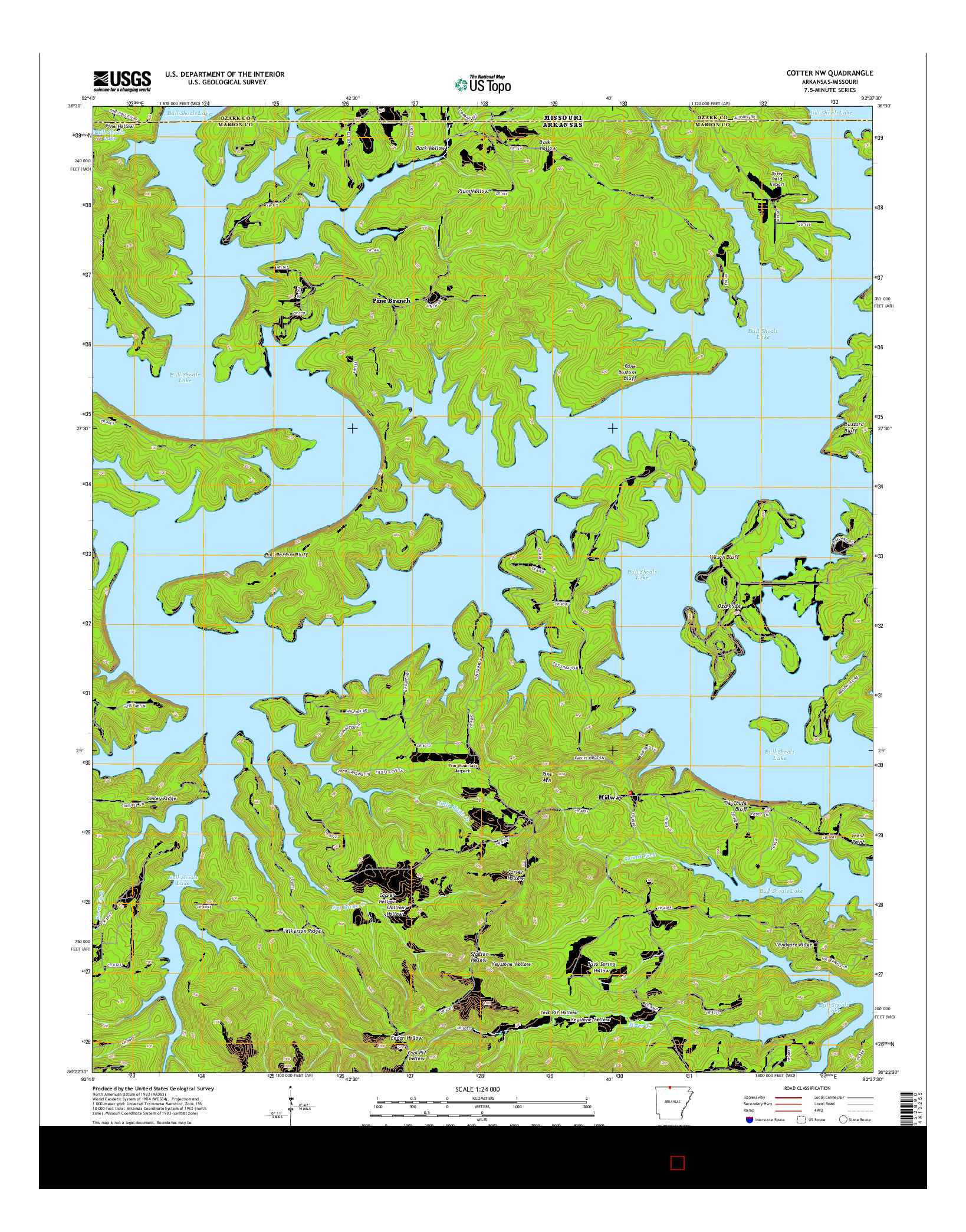 USGS US TOPO 7.5-MINUTE MAP FOR COTTER NW, AR-MO 2014