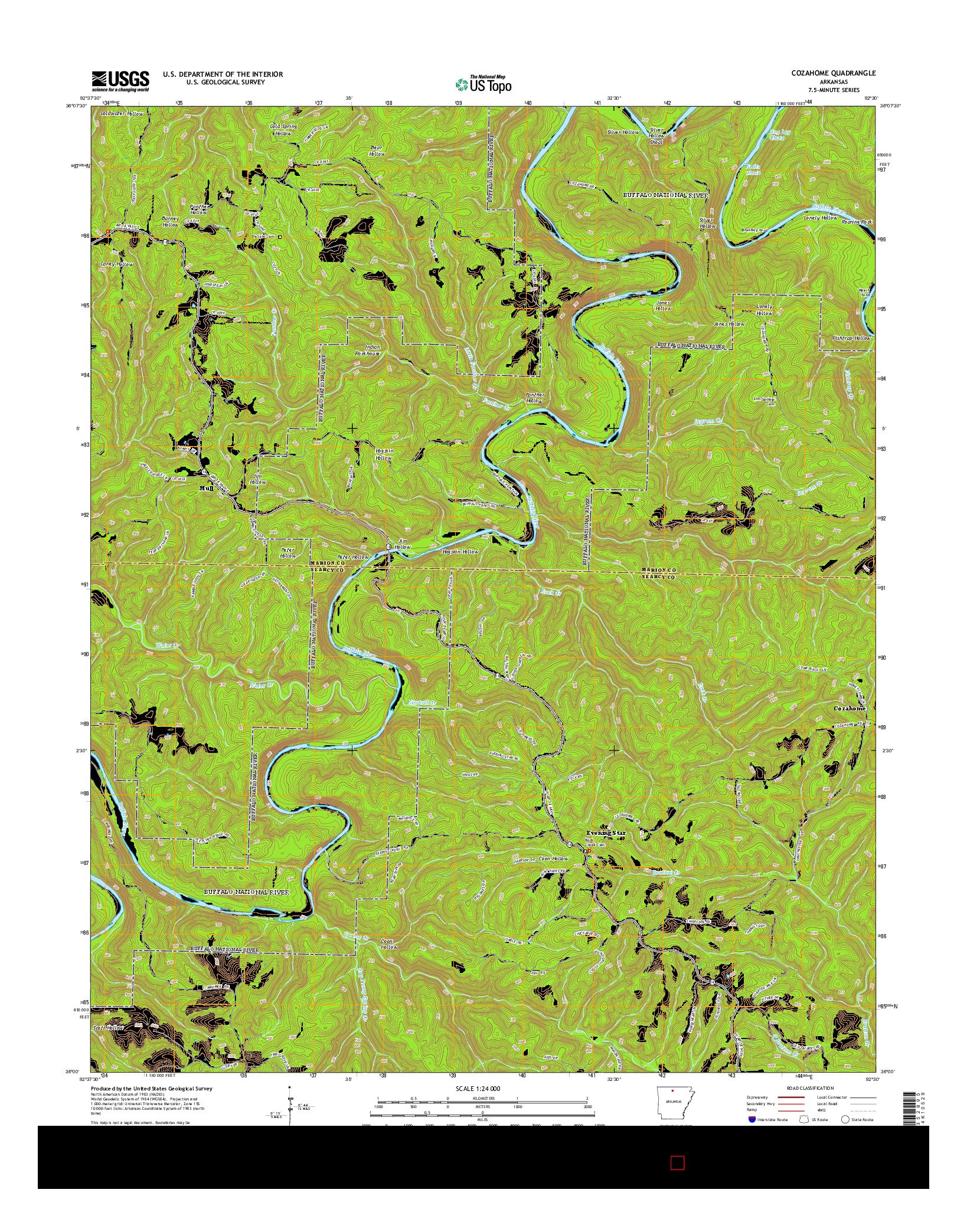 USGS US TOPO 7.5-MINUTE MAP FOR COZAHOME, AR 2014