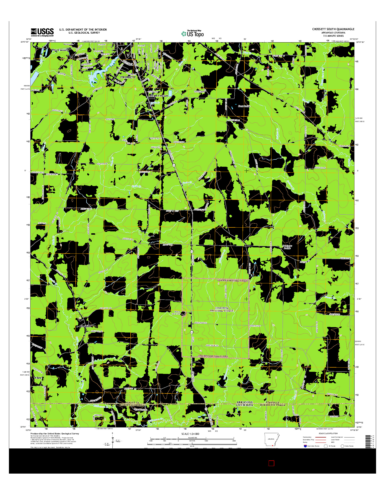 USGS US TOPO 7.5-MINUTE MAP FOR CROSSETT SOUTH, AR-LA 2014