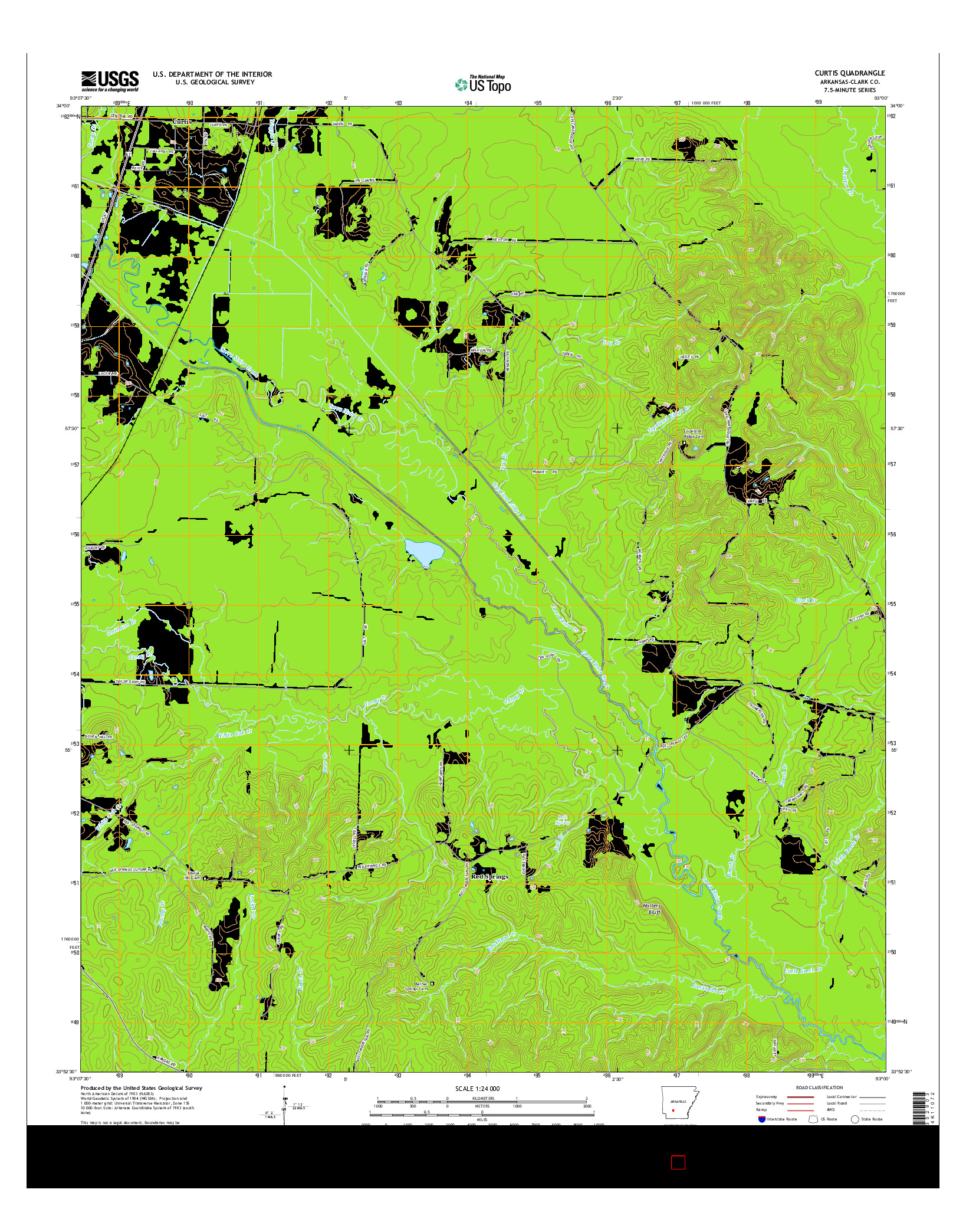 USGS US TOPO 7.5-MINUTE MAP FOR CURTIS, AR 2014
