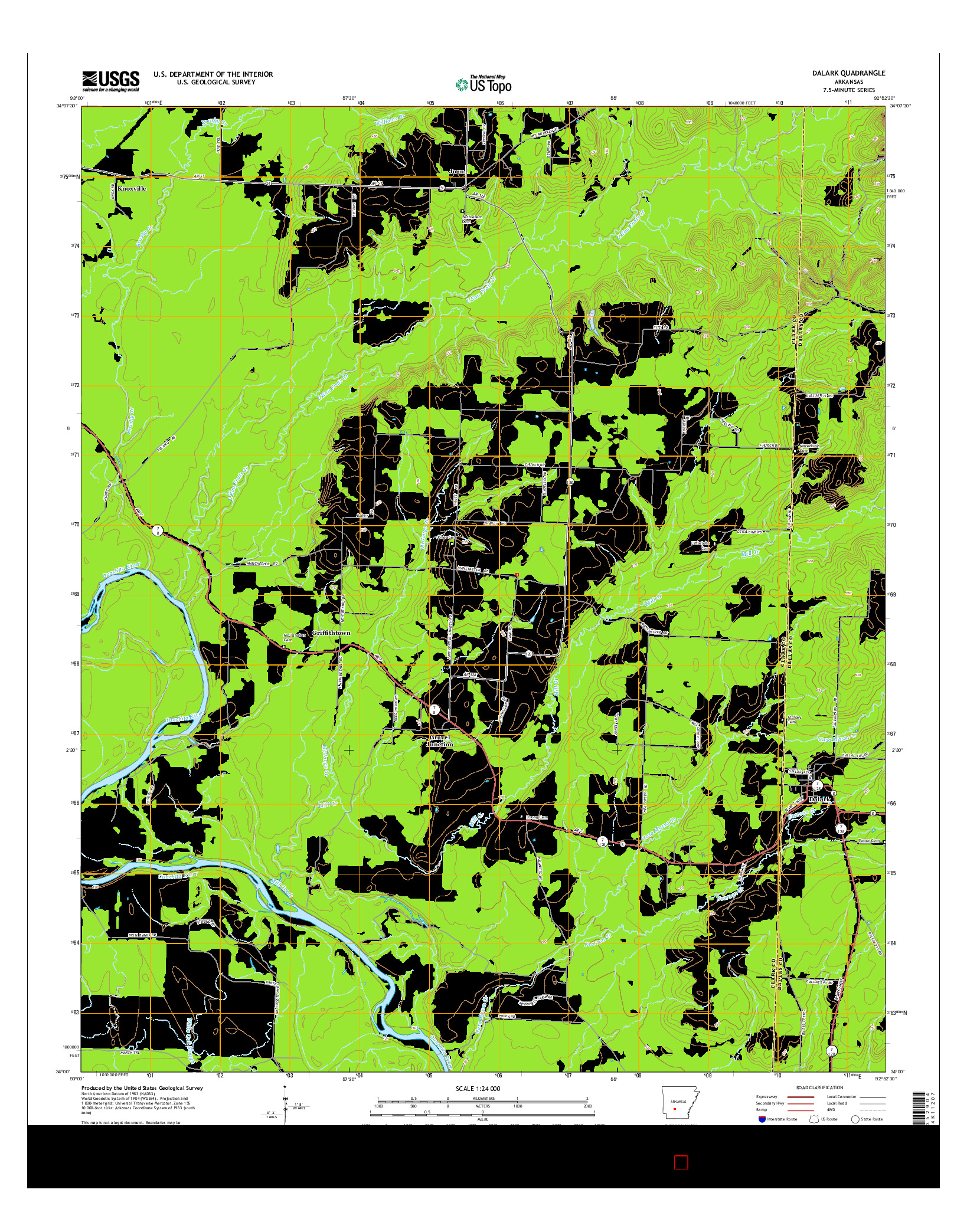 USGS US TOPO 7.5-MINUTE MAP FOR DALARK, AR 2014