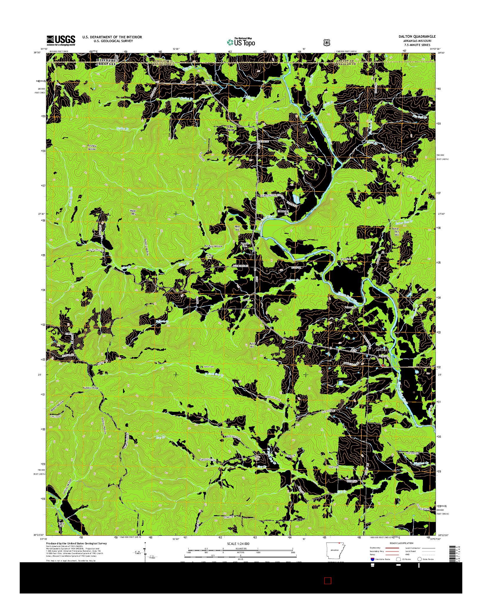 USGS US TOPO 7.5-MINUTE MAP FOR DALTON, AR-MO 2014
