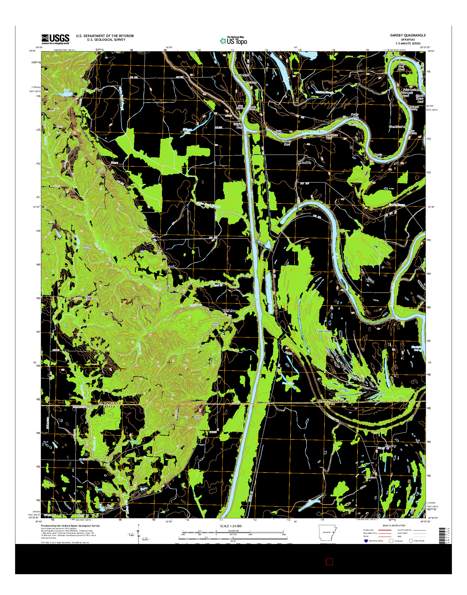 USGS US TOPO 7.5-MINUTE MAP FOR DANSBY, AR 2014