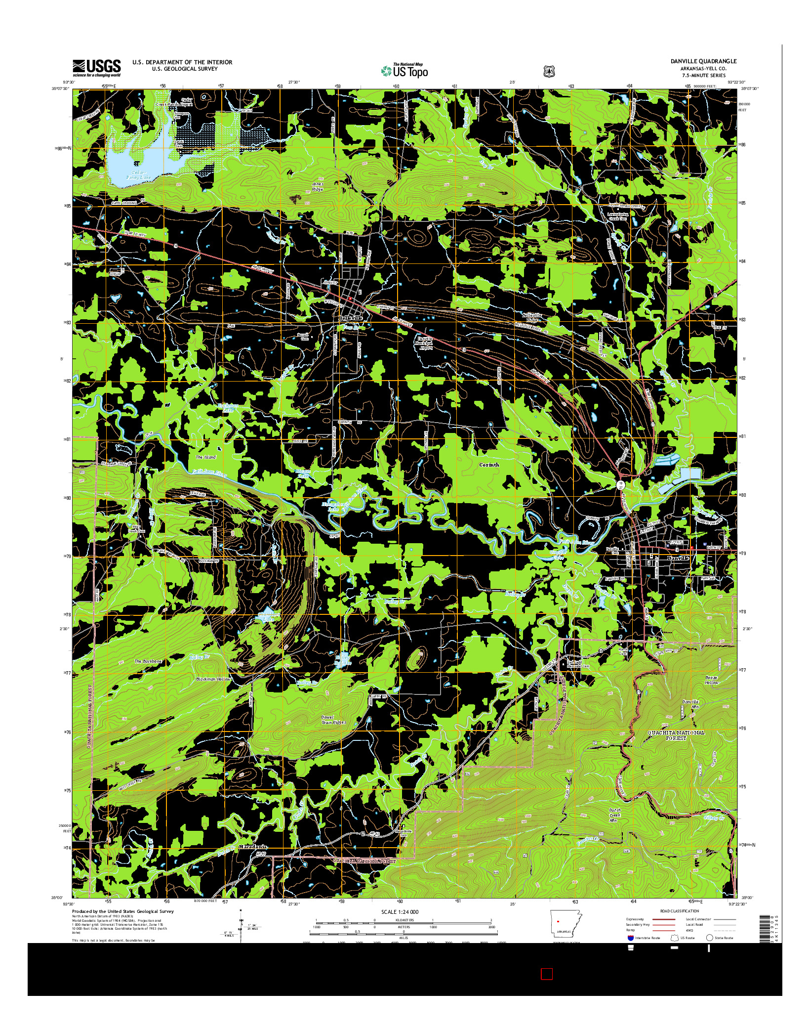 USGS US TOPO 7.5-MINUTE MAP FOR DANVILLE, AR 2014