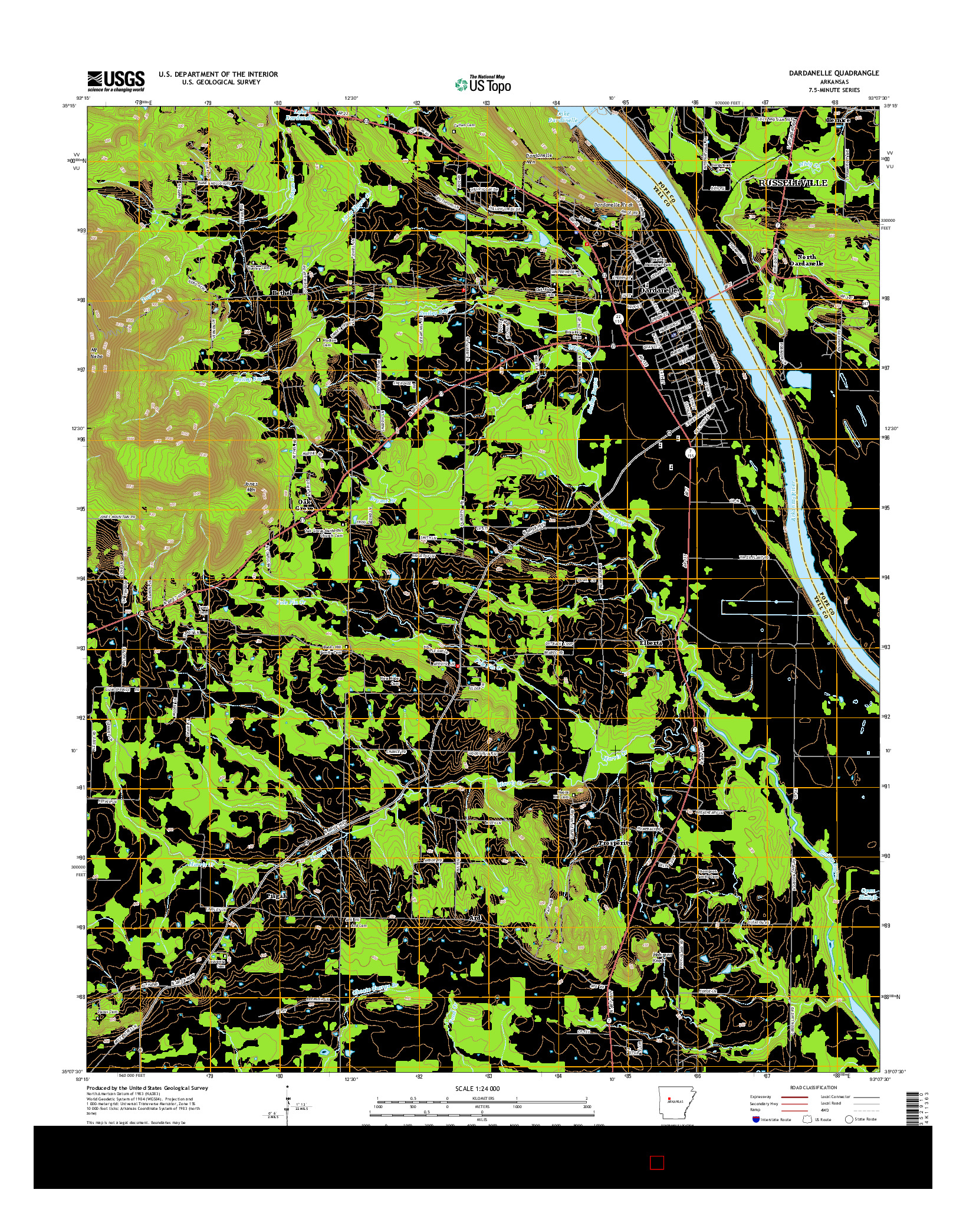 USGS US TOPO 7.5-MINUTE MAP FOR DARDANELLE, AR 2014