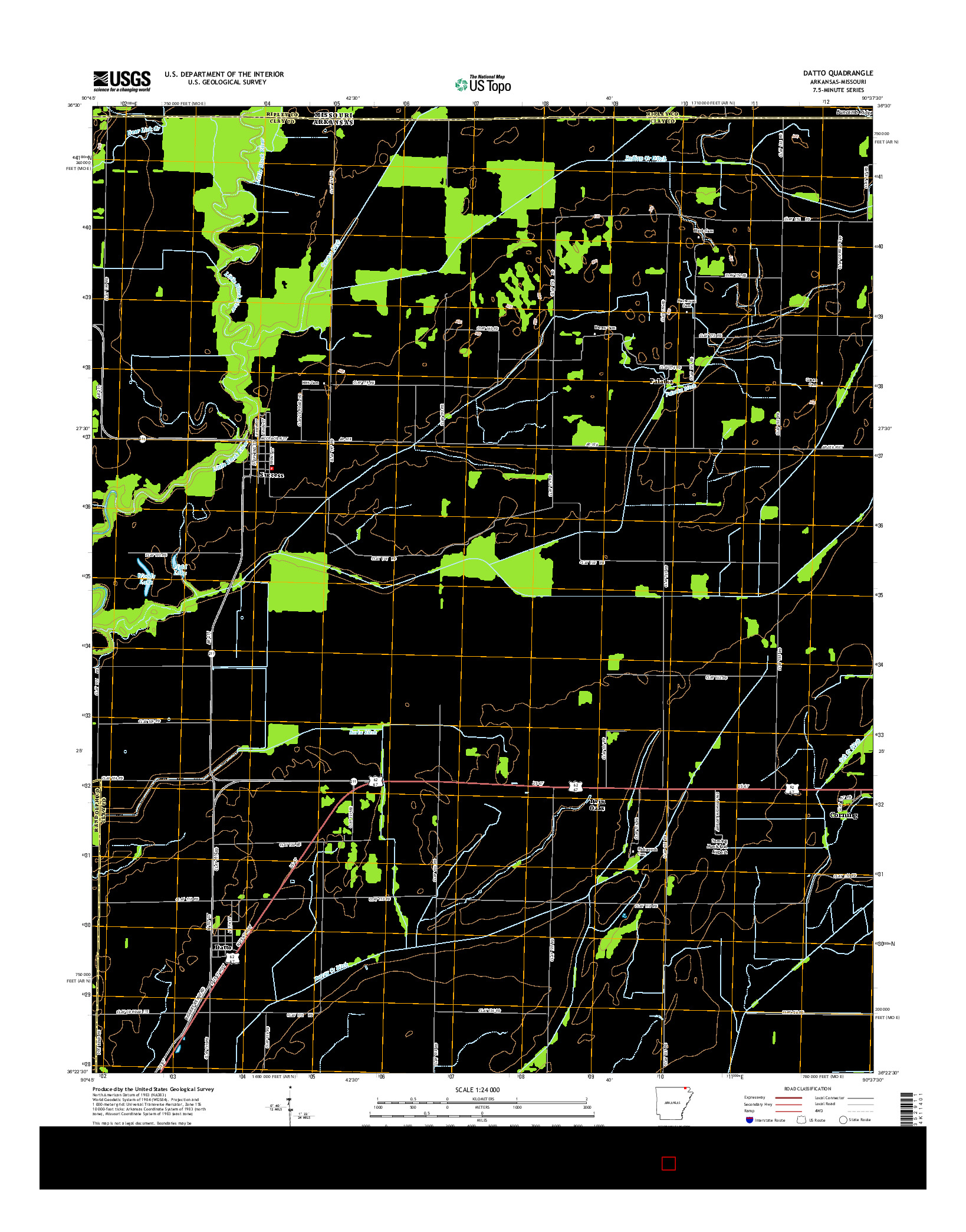 USGS US TOPO 7.5-MINUTE MAP FOR DATTO, AR-MO 2014