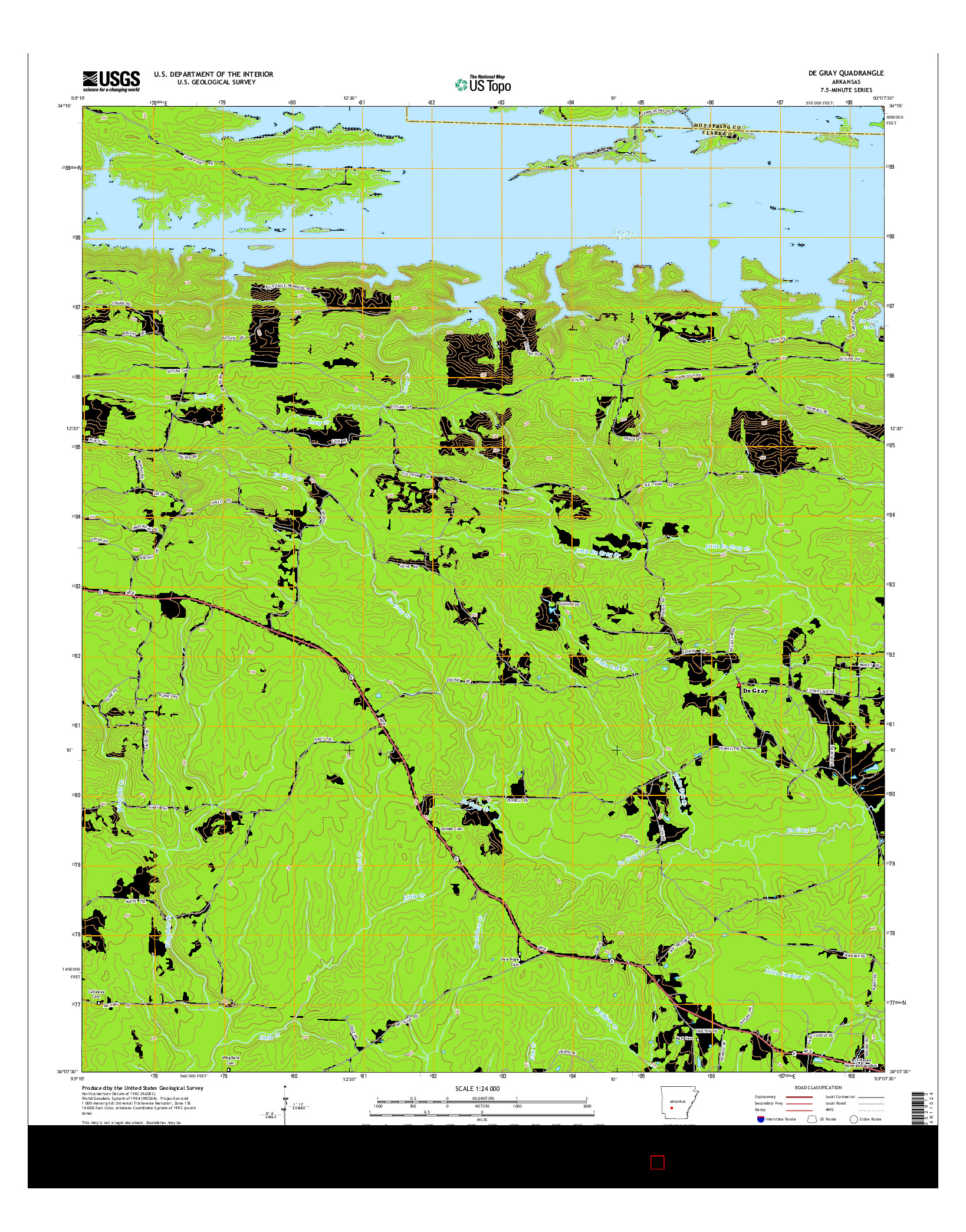 USGS US TOPO 7.5-MINUTE MAP FOR DE GRAY, AR 2014