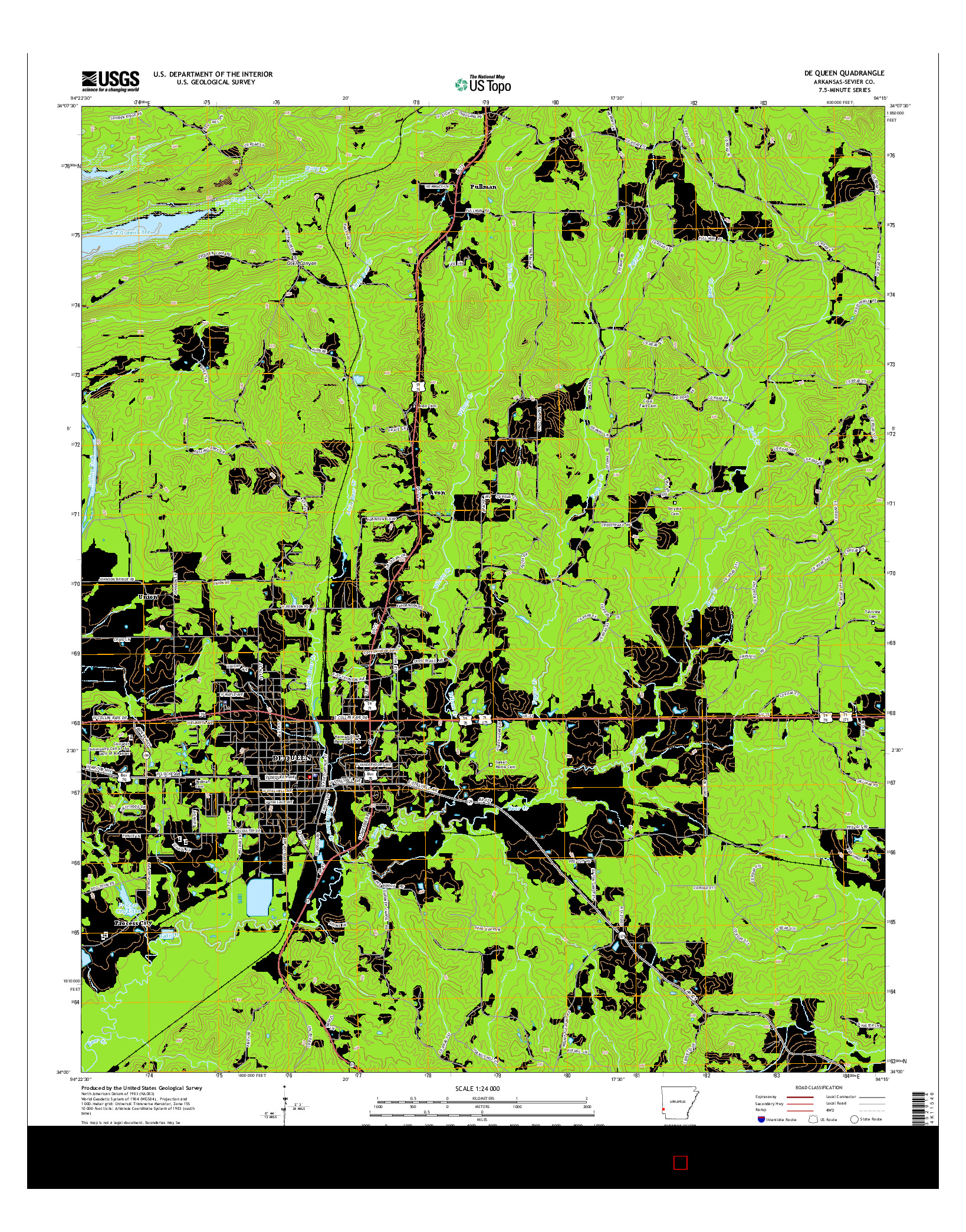 USGS US TOPO 7.5-MINUTE MAP FOR DE QUEEN, AR 2014