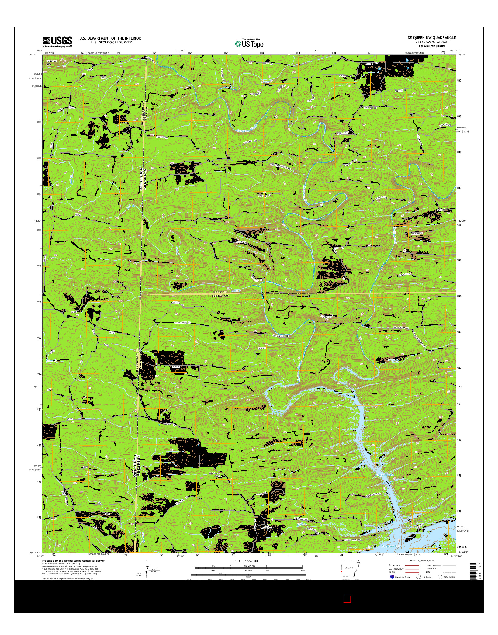 USGS US TOPO 7.5-MINUTE MAP FOR DE QUEEN NW, AR-OK 2014