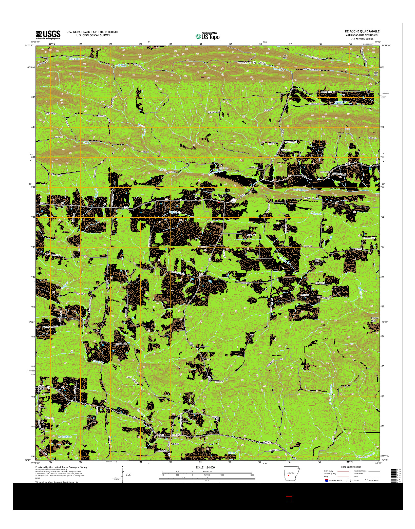 USGS US TOPO 7.5-MINUTE MAP FOR DE ROCHE, AR 2014