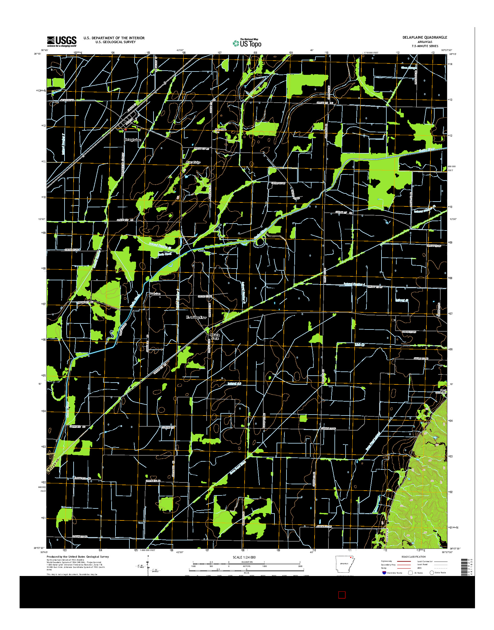 USGS US TOPO 7.5-MINUTE MAP FOR DELAPLAINE, AR 2014