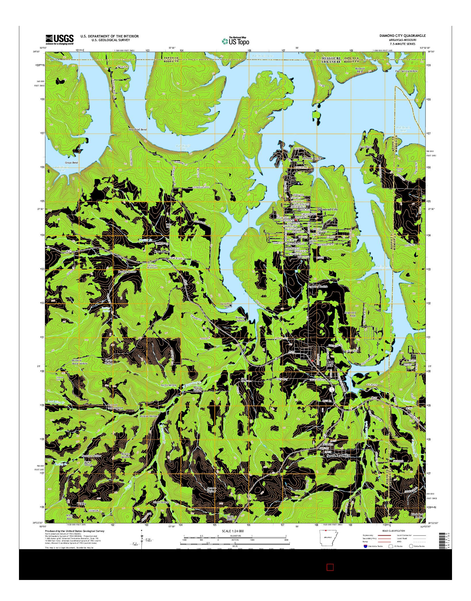 USGS US TOPO 7.5-MINUTE MAP FOR DIAMOND CITY, AR-MO 2014