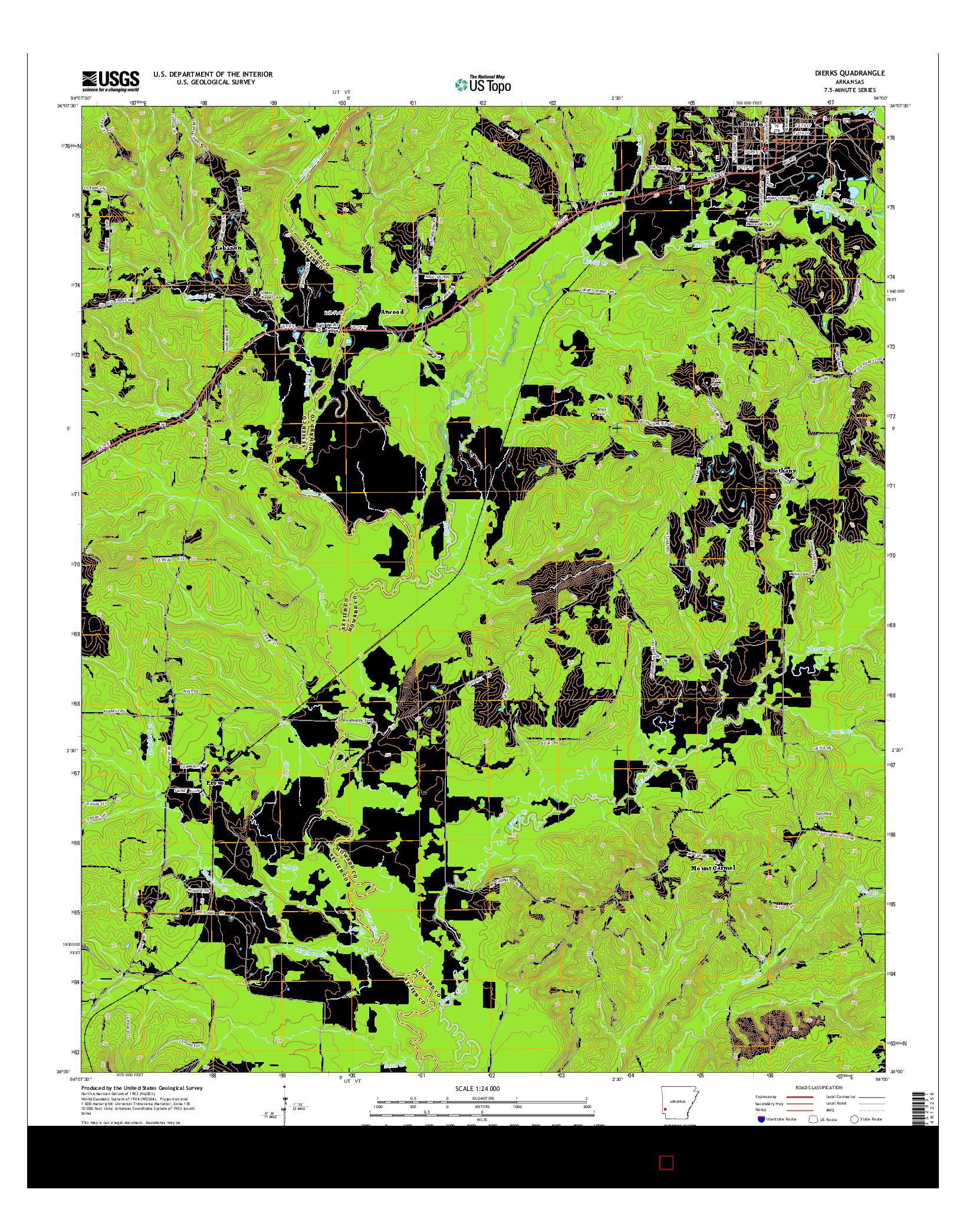 USGS US TOPO 7.5-MINUTE MAP FOR DIERKS, AR 2014