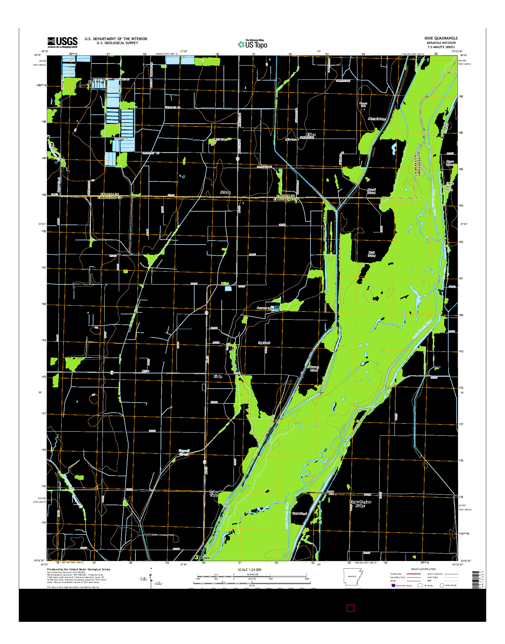 USGS US TOPO 7.5-MINUTE MAP FOR DIXIE, AR-MO 2014