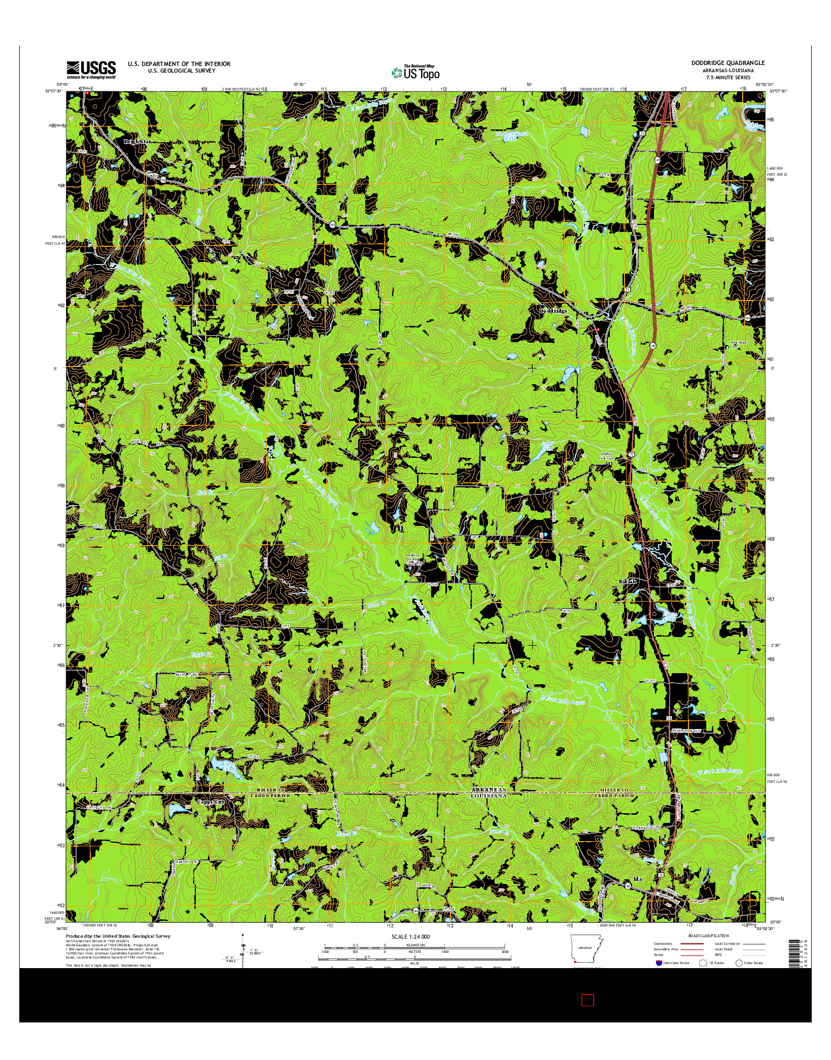USGS US TOPO 7.5-MINUTE MAP FOR DODDRIDGE, AR-LA 2014