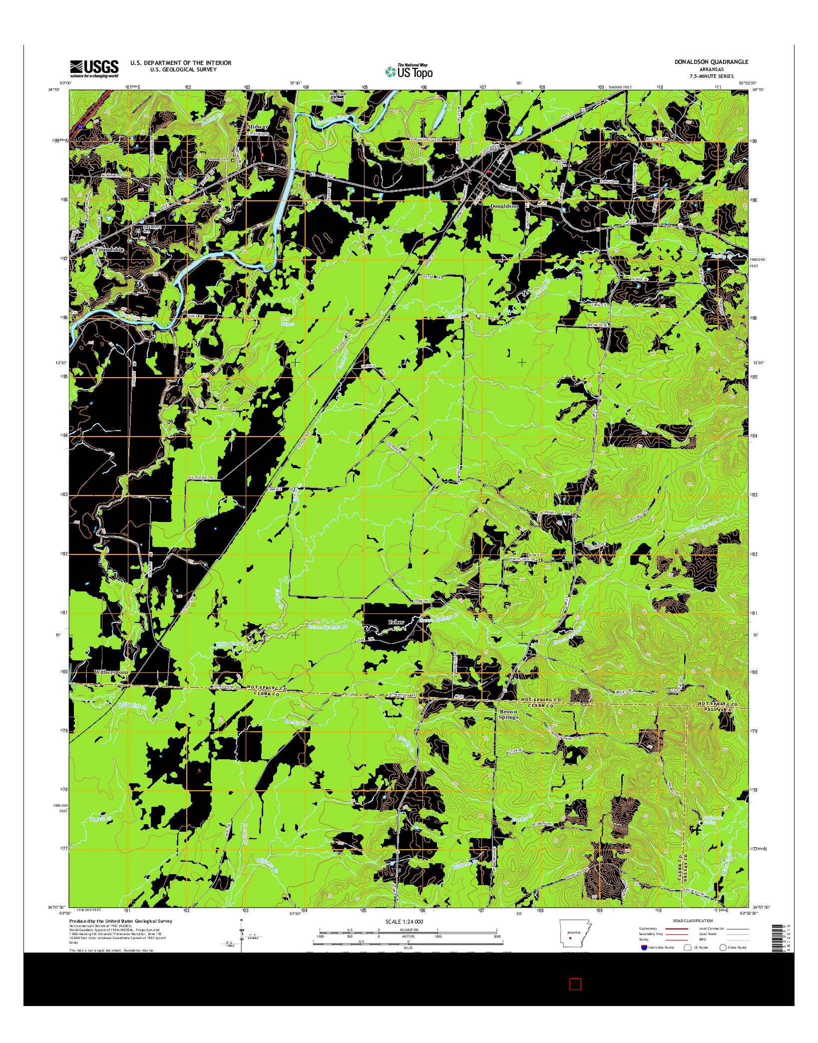 USGS US TOPO 7.5-MINUTE MAP FOR DONALDSON, AR 2014