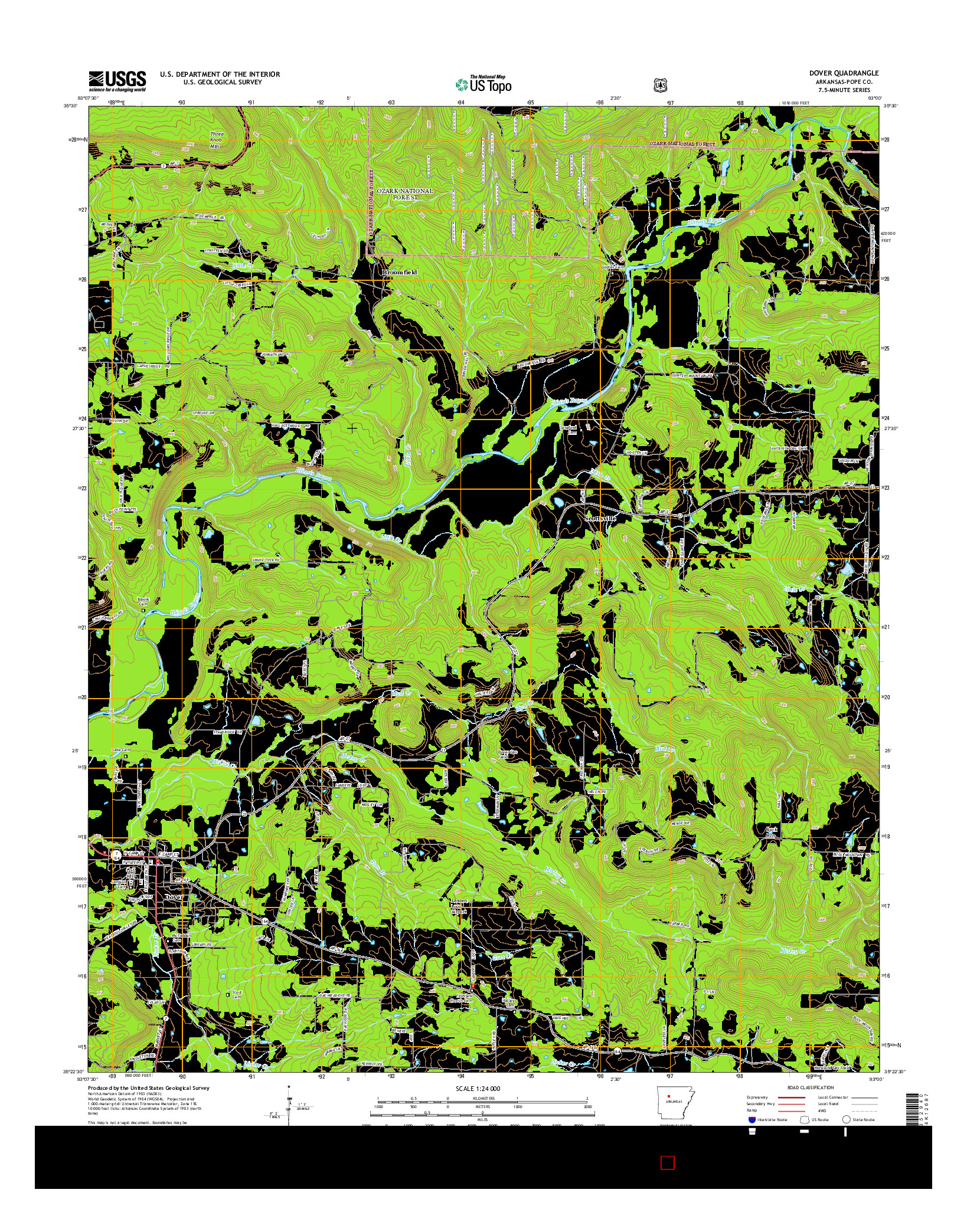 USGS US TOPO 7.5-MINUTE MAP FOR DOVER, AR 2014