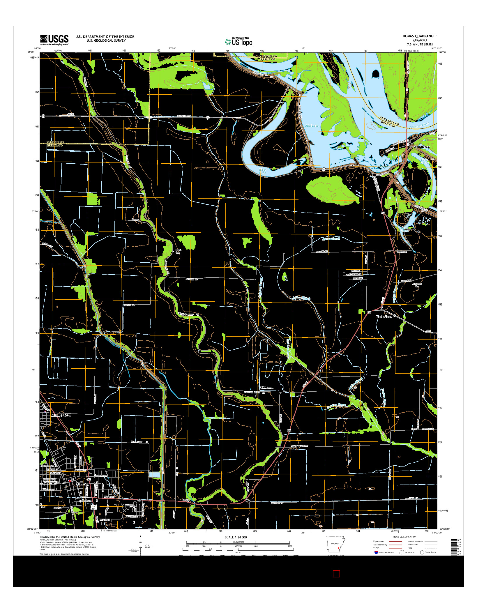 USGS US TOPO 7.5-MINUTE MAP FOR DUMAS, AR 2014