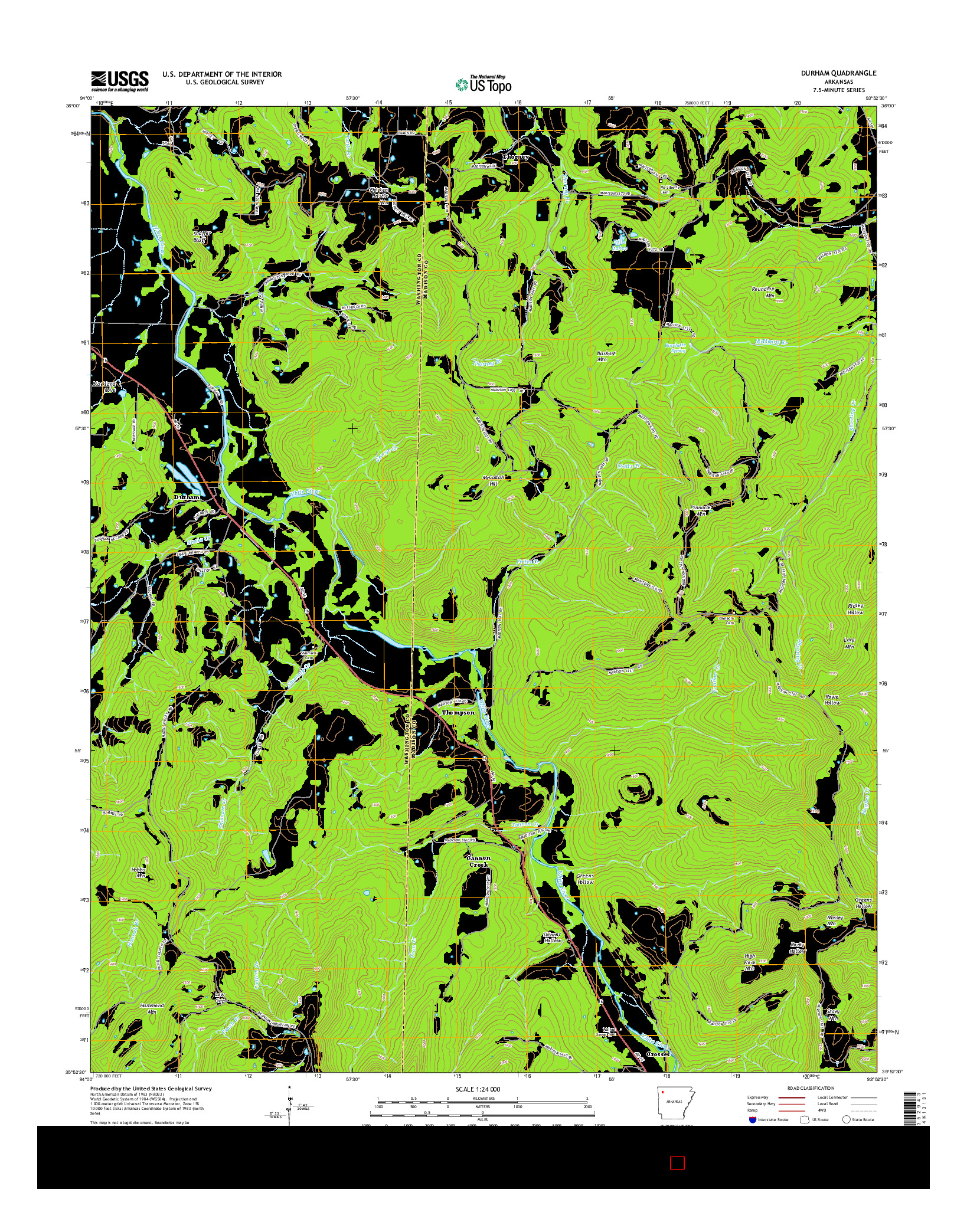 USGS US TOPO 7.5-MINUTE MAP FOR DURHAM, AR 2014