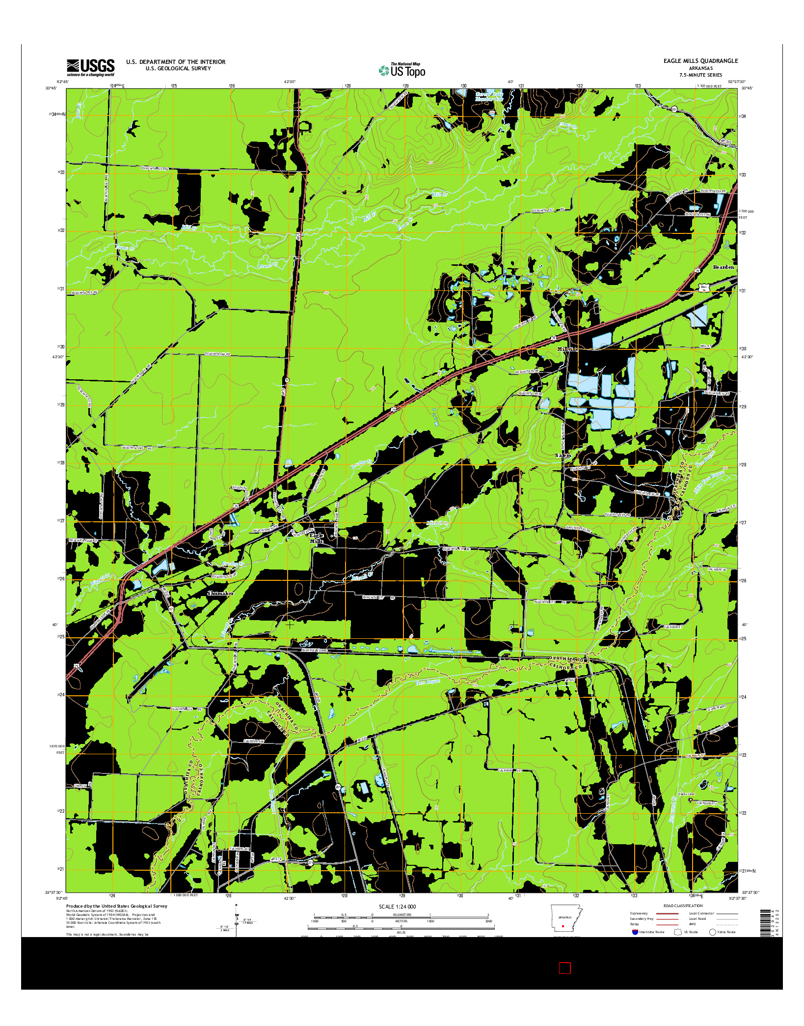 USGS US TOPO 7.5-MINUTE MAP FOR EAGLE MILLS, AR 2014