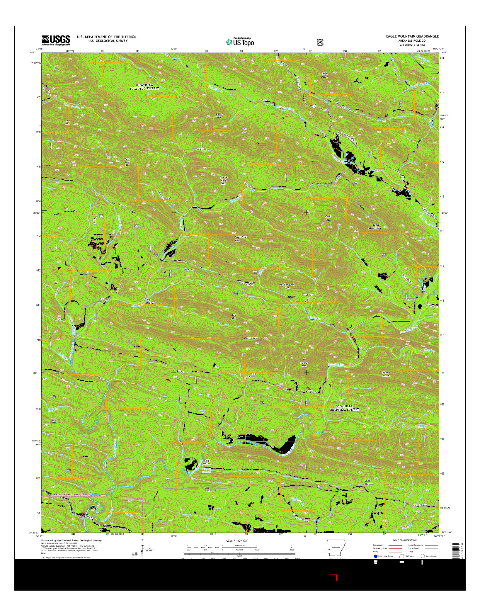 USGS US TOPO 7.5-MINUTE MAP FOR EAGLE MOUNTAIN, AR 2014