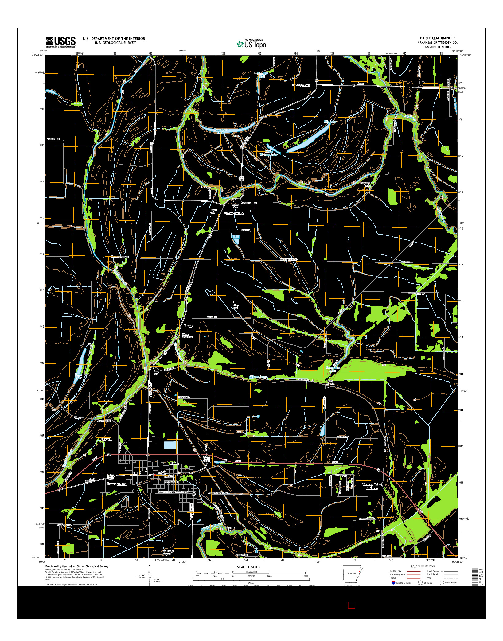 USGS US TOPO 7.5-MINUTE MAP FOR EARLE, AR 2014