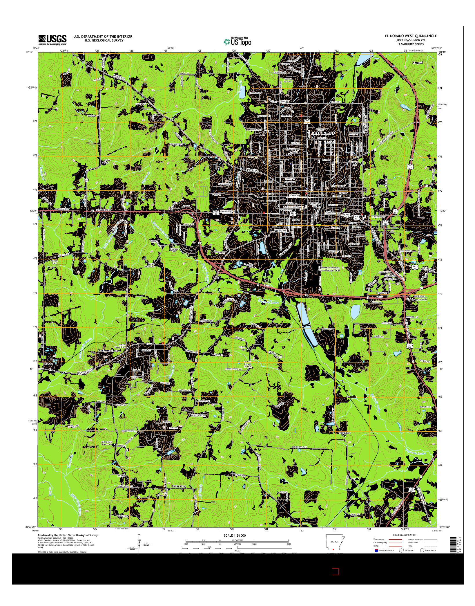 USGS US TOPO 7.5-MINUTE MAP FOR EL DORADO WEST, AR 2014