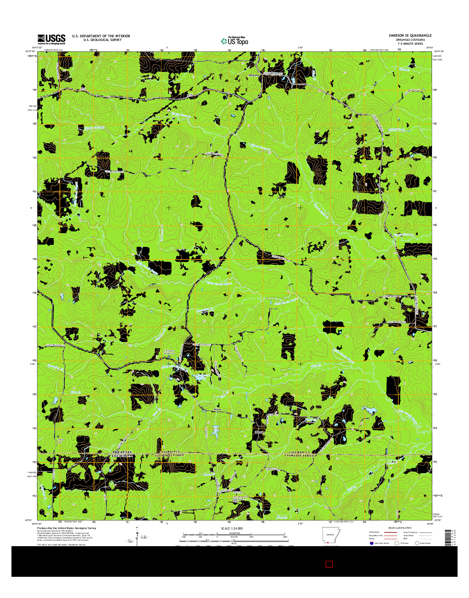 USGS US TOPO 7.5-MINUTE MAP FOR EMERSON SE, AR-LA 2014