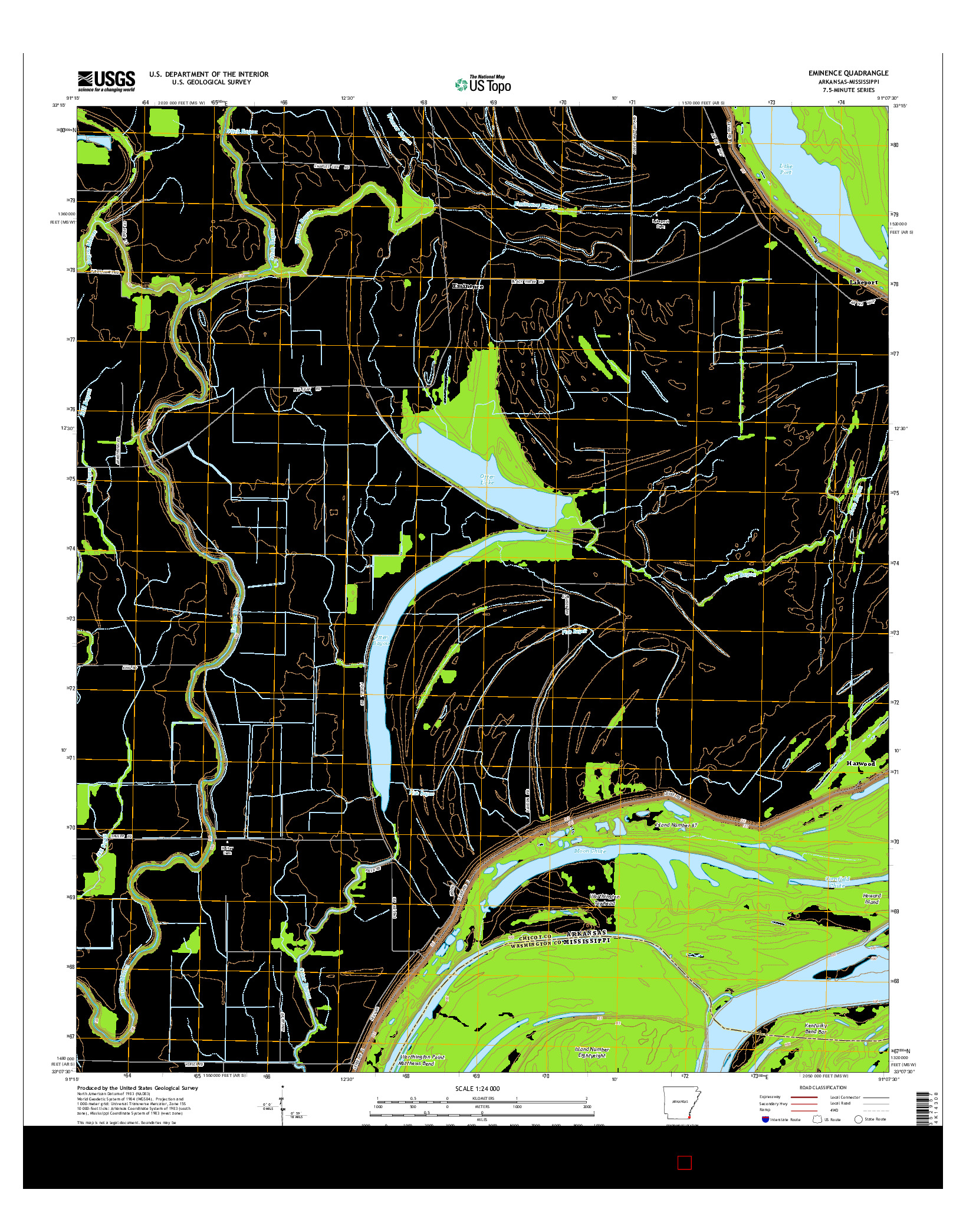 USGS US TOPO 7.5-MINUTE MAP FOR EMINENCE, AR-MS 2014