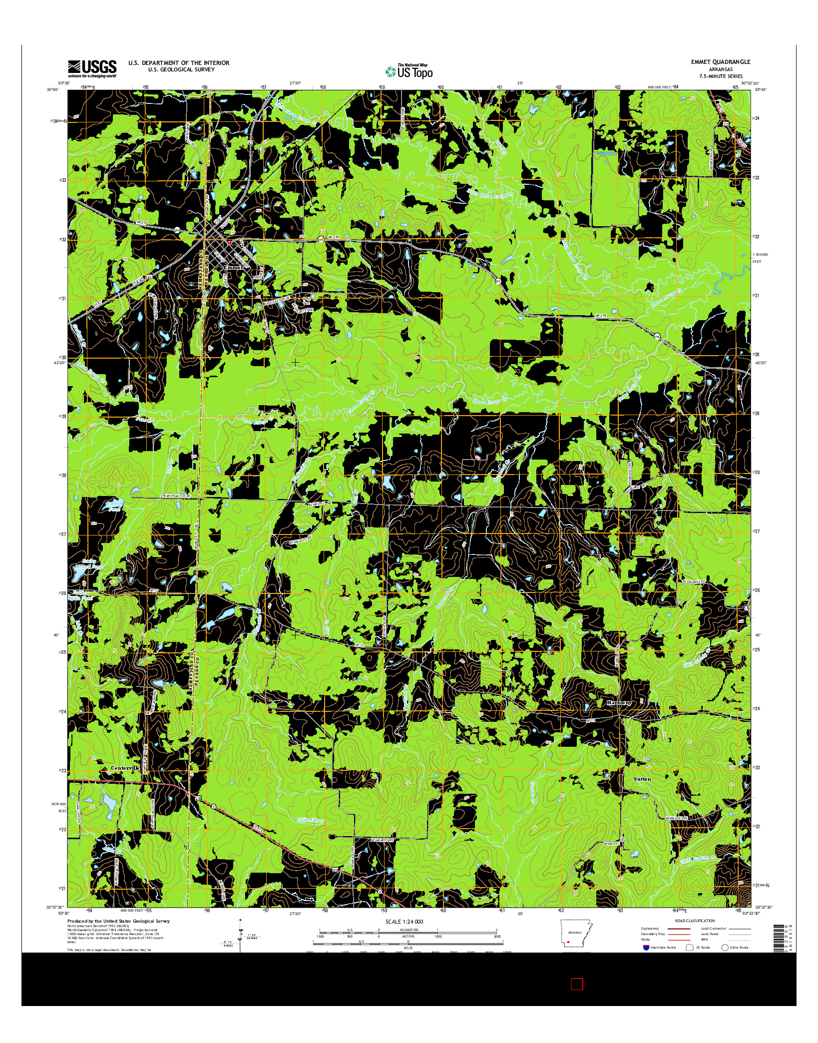 USGS US TOPO 7.5-MINUTE MAP FOR EMMET, AR 2014