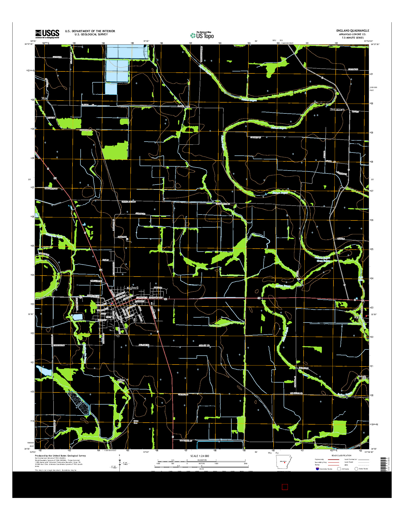 USGS US TOPO 7.5-MINUTE MAP FOR ENGLAND, AR 2014