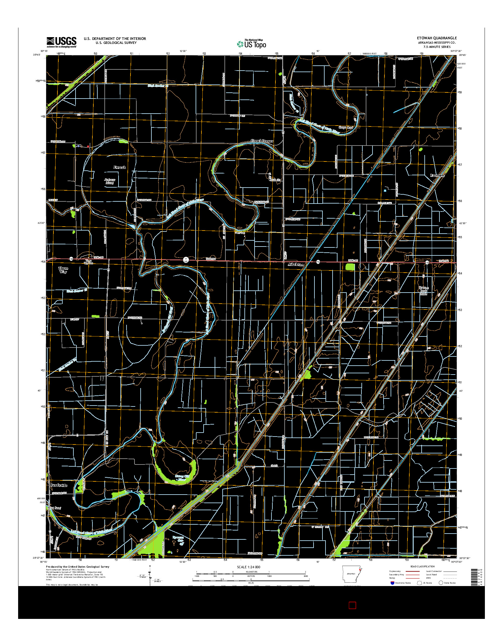 USGS US TOPO 7.5-MINUTE MAP FOR ETOWAH, AR 2014