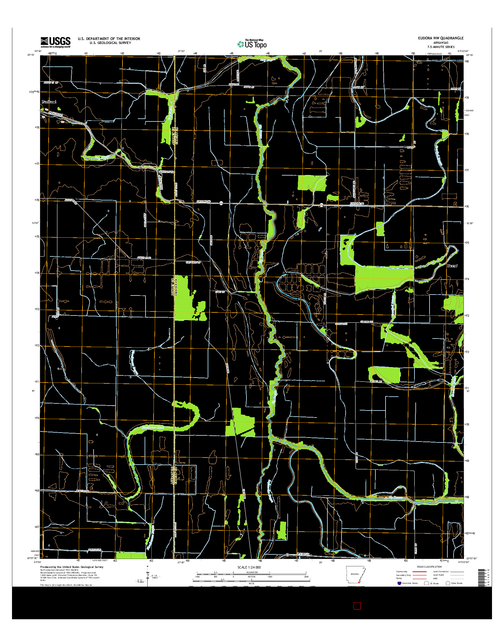 USGS US TOPO 7.5-MINUTE MAP FOR EUDORA NW, AR 2014