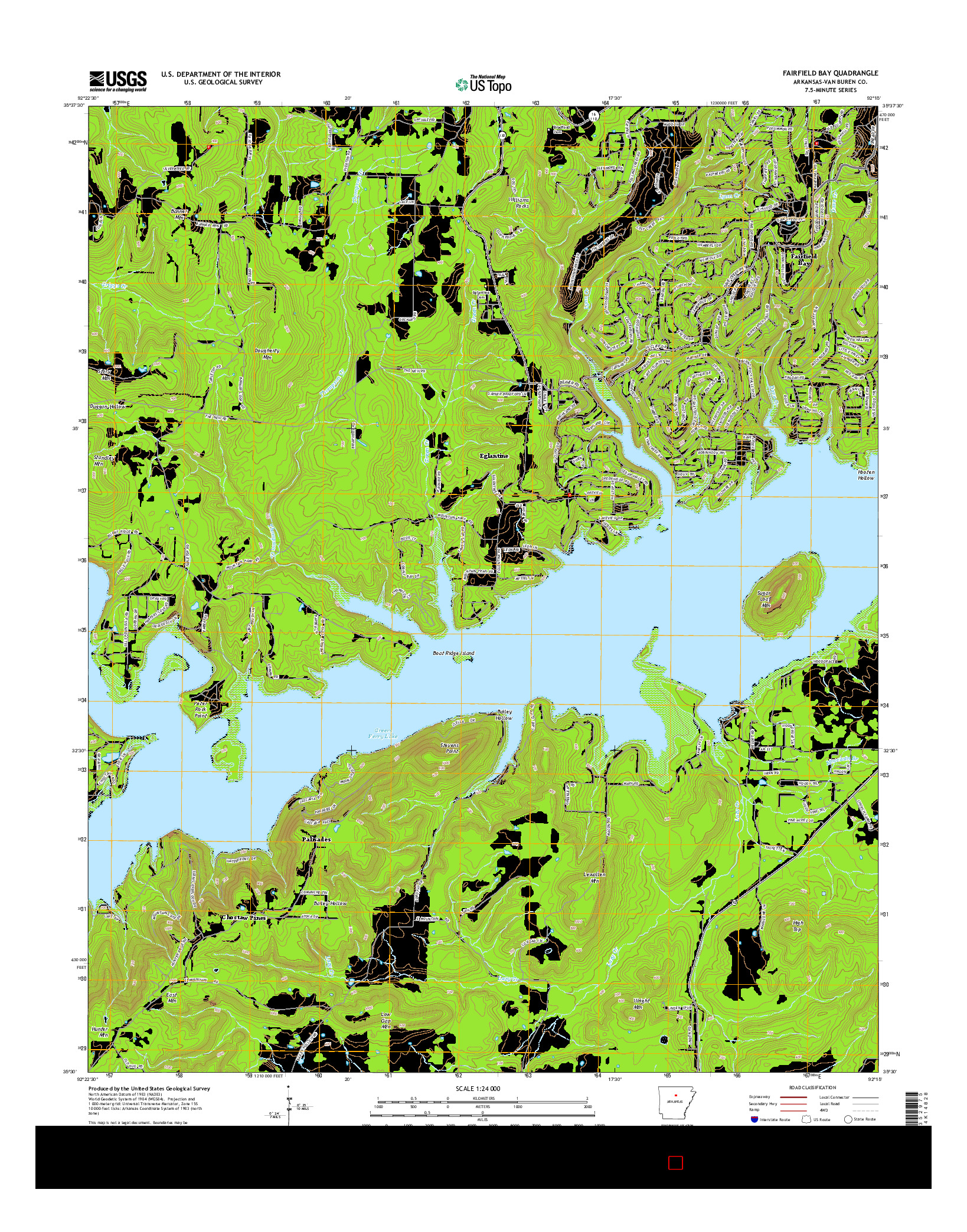 USGS US TOPO 7.5-MINUTE MAP FOR FAIRFIELD BAY, AR 2014