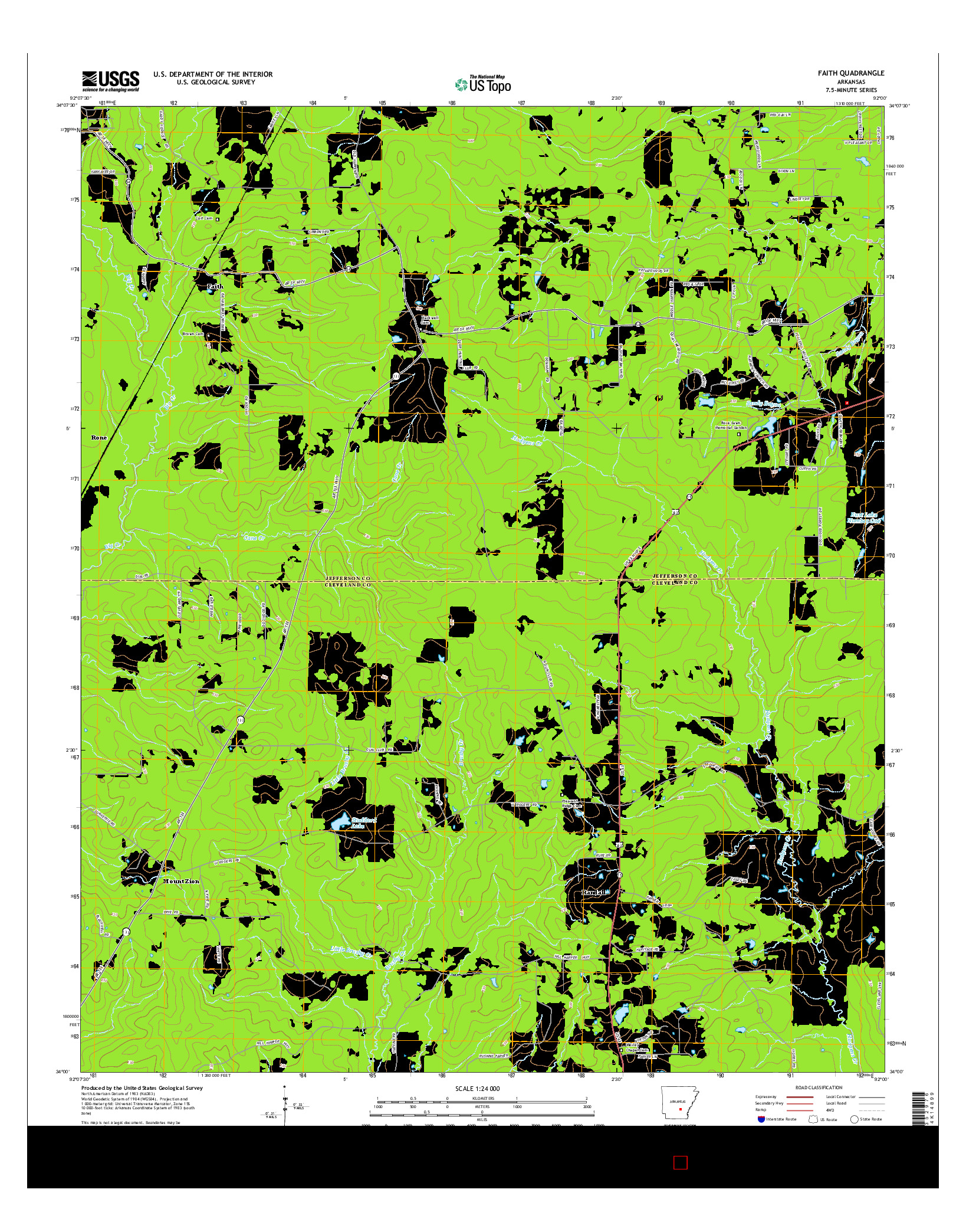 USGS US TOPO 7.5-MINUTE MAP FOR FAITH, AR 2014