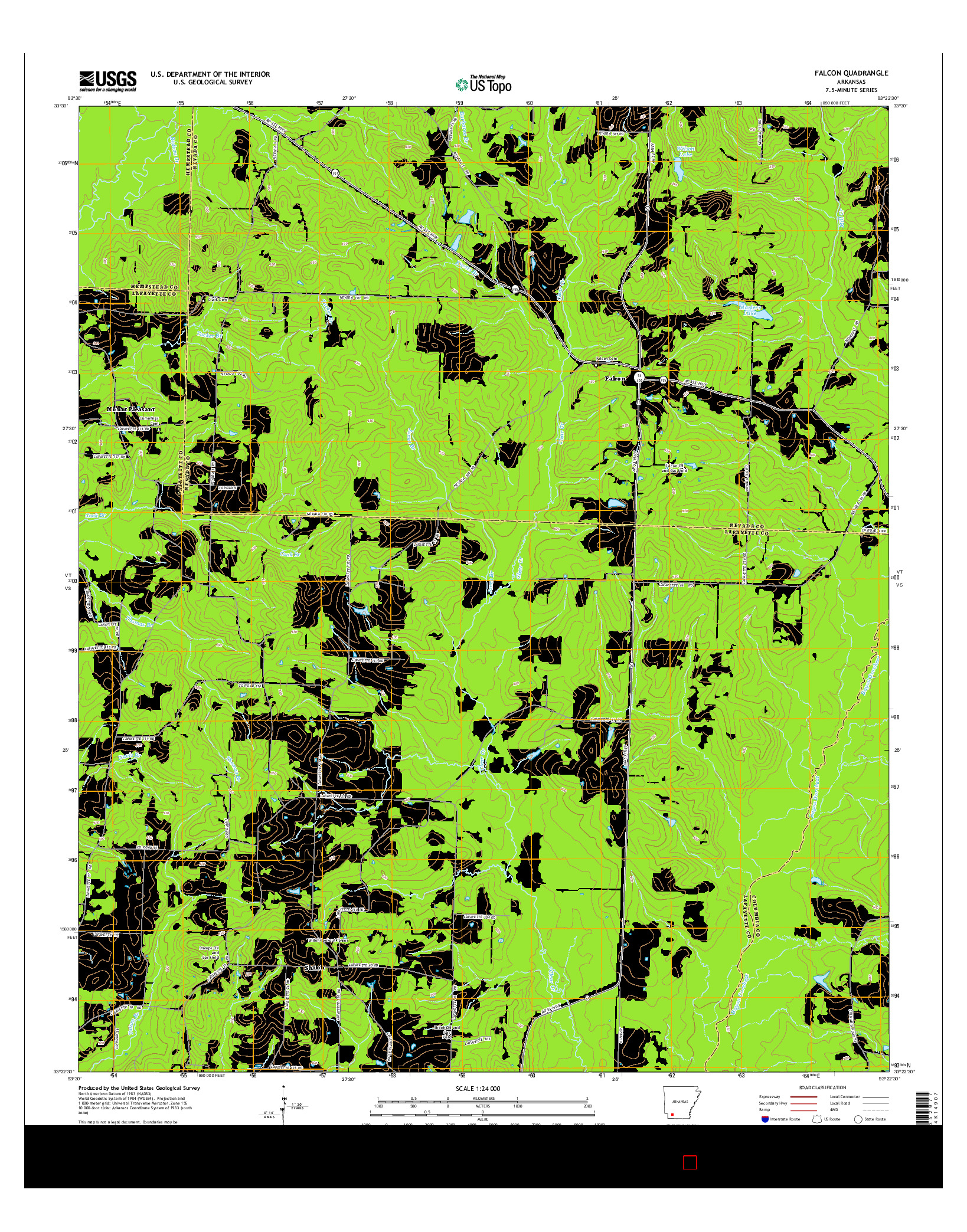 USGS US TOPO 7.5-MINUTE MAP FOR FALCON, AR 2014