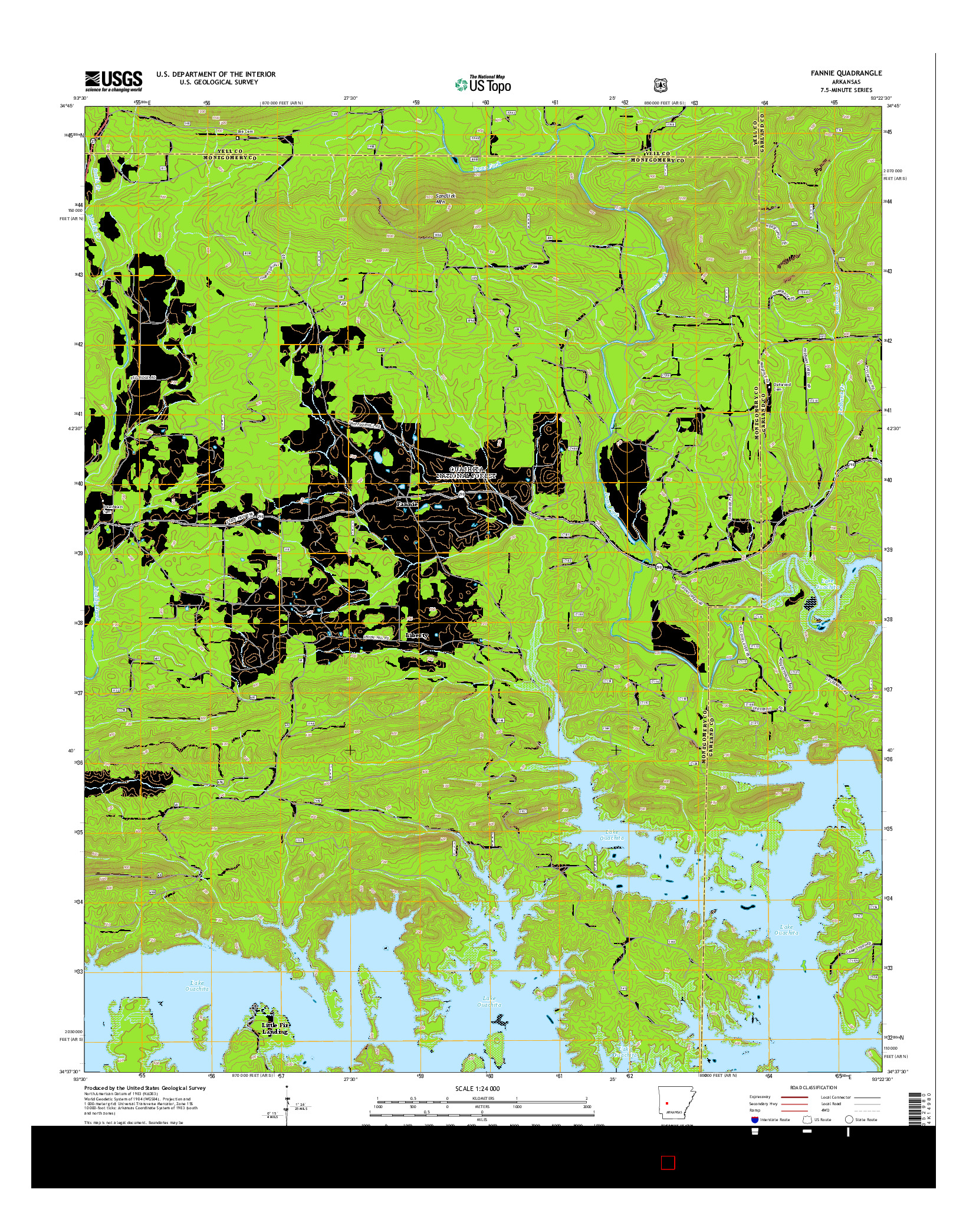 USGS US TOPO 7.5-MINUTE MAP FOR FANNIE, AR 2014