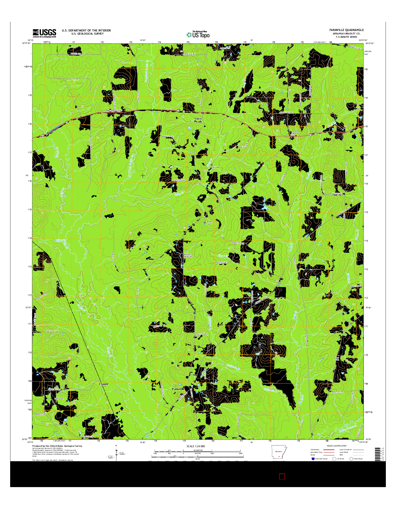 USGS US TOPO 7.5-MINUTE MAP FOR FARMVILLE, AR 2014