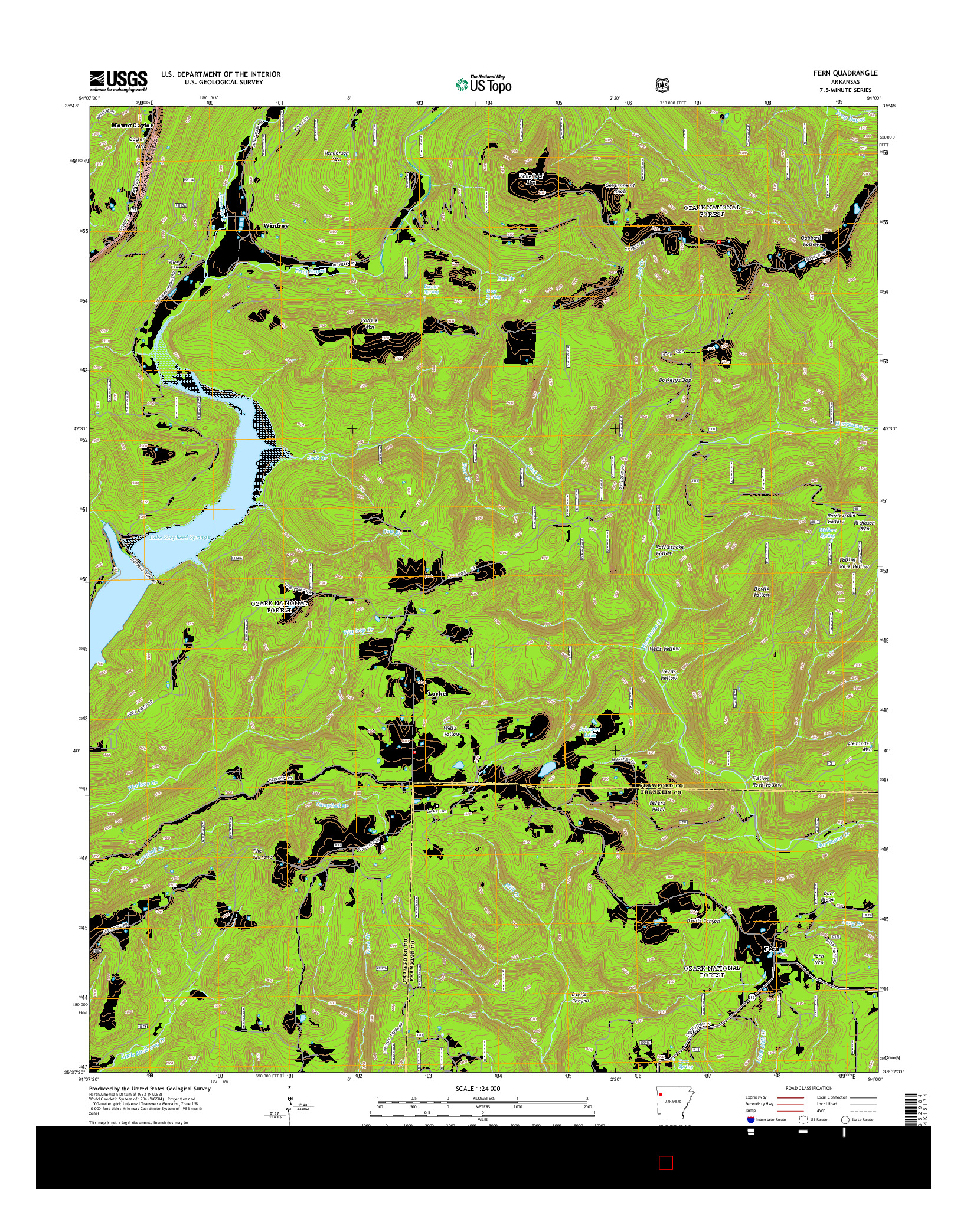 USGS US TOPO 7.5-MINUTE MAP FOR FERN, AR 2014