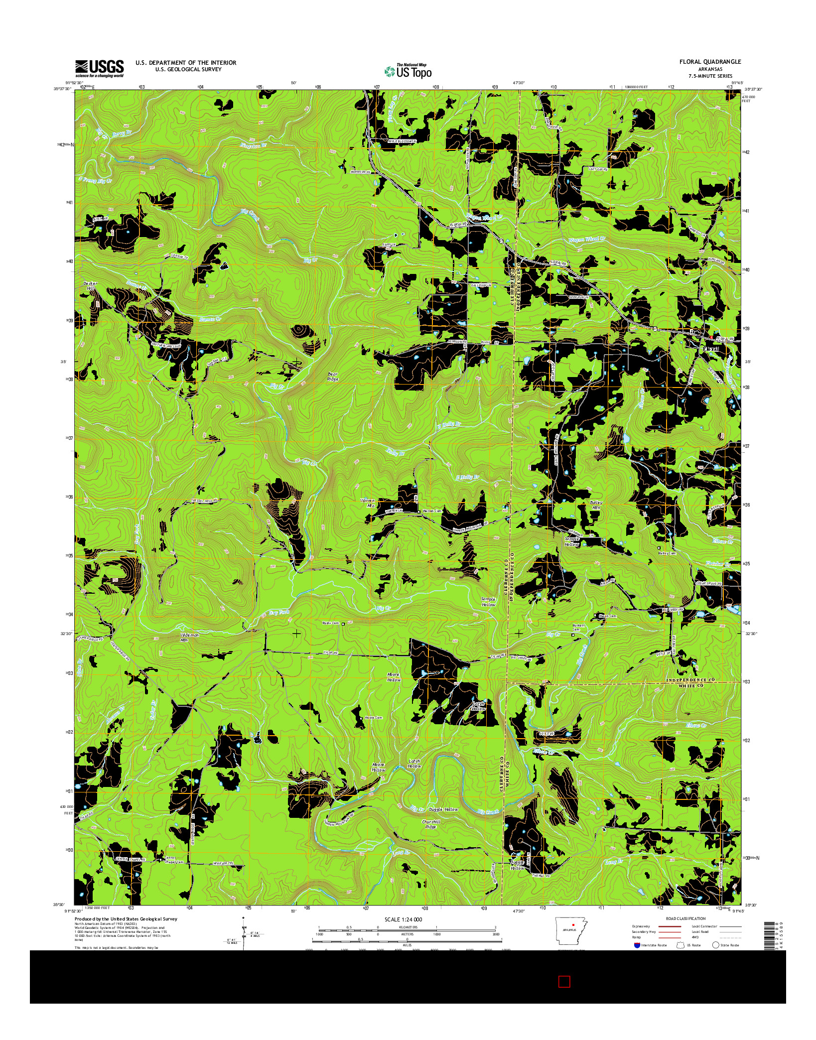 USGS US TOPO 7.5-MINUTE MAP FOR FLORAL, AR 2014