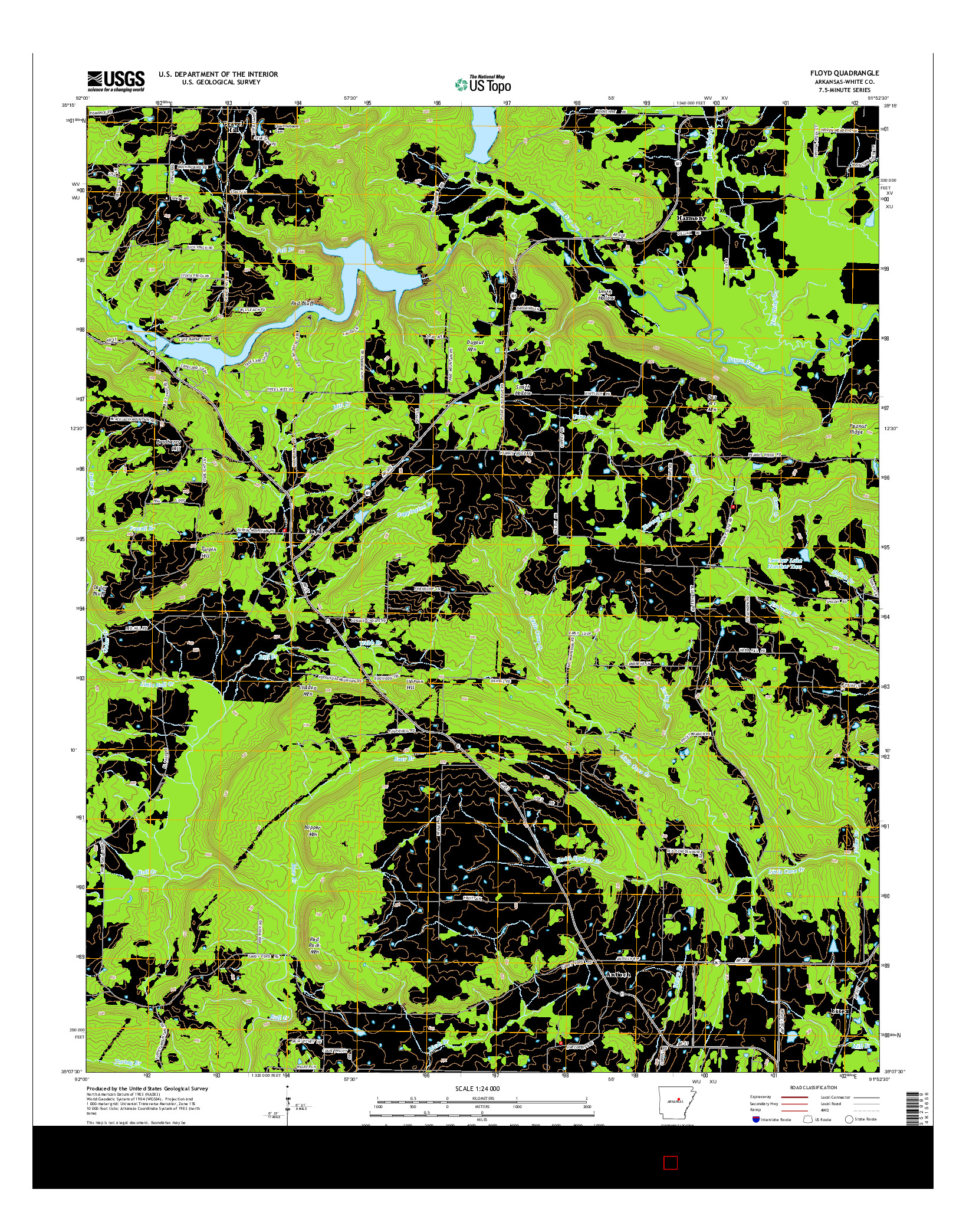 USGS US TOPO 7.5-MINUTE MAP FOR FLOYD, AR 2014