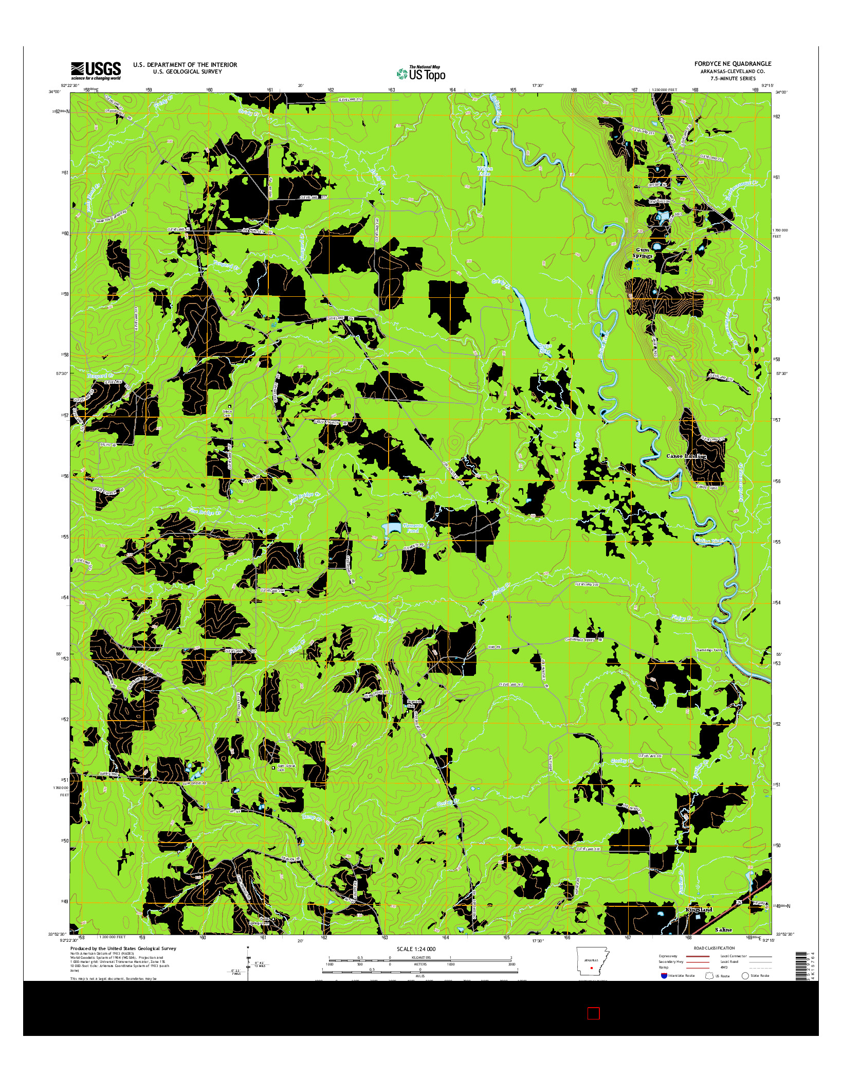 USGS US TOPO 7.5-MINUTE MAP FOR FORDYCE NE, AR 2014