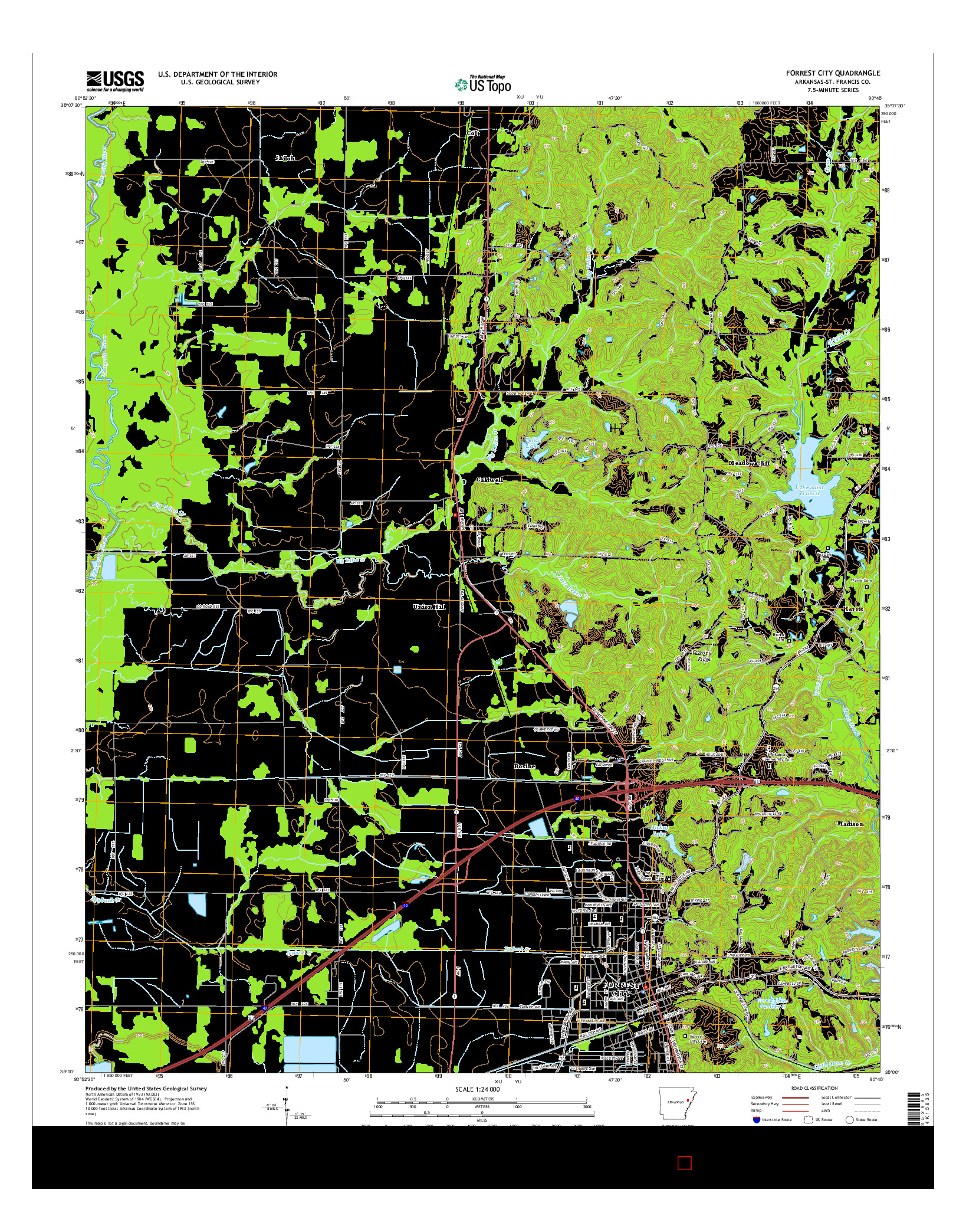 USGS US TOPO 7.5-MINUTE MAP FOR FORREST CITY, AR 2014