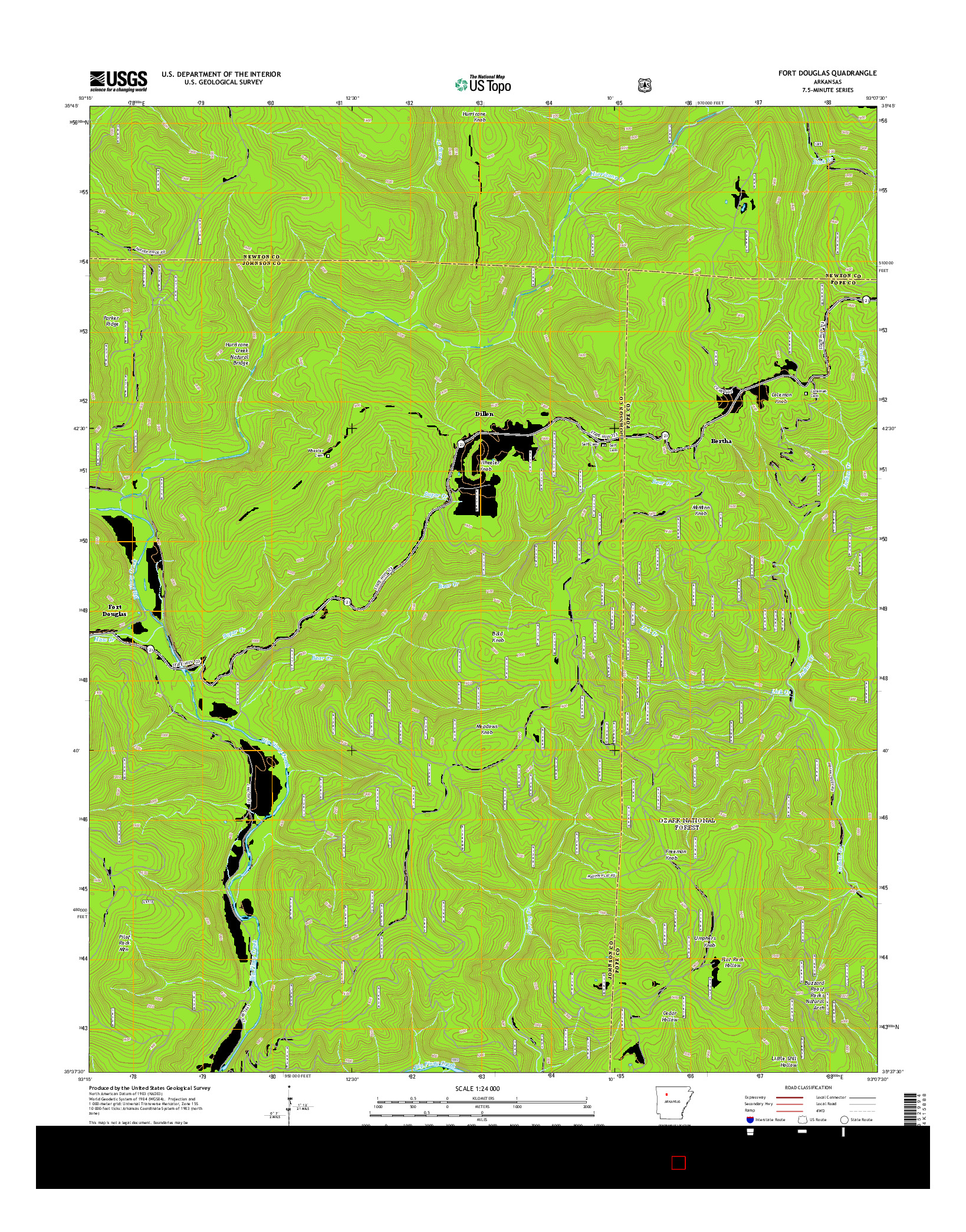 USGS US TOPO 7.5-MINUTE MAP FOR FORT DOUGLAS, AR 2014