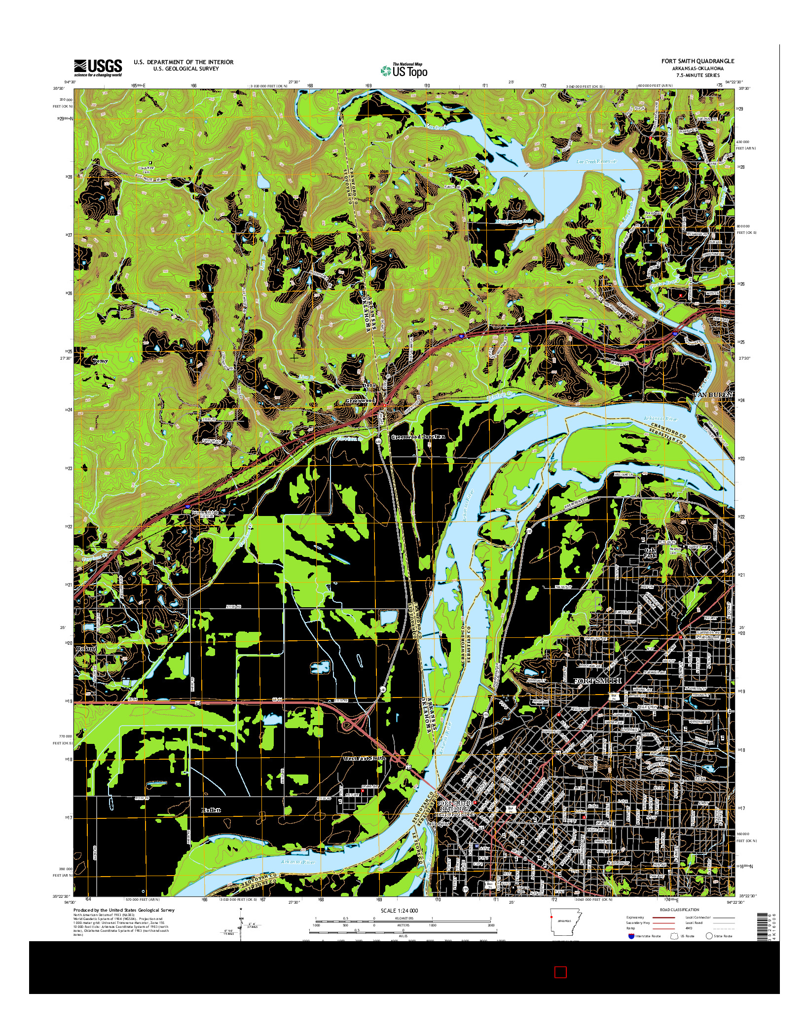 USGS US TOPO 7.5-MINUTE MAP FOR FORT SMITH, AR-OK 2014