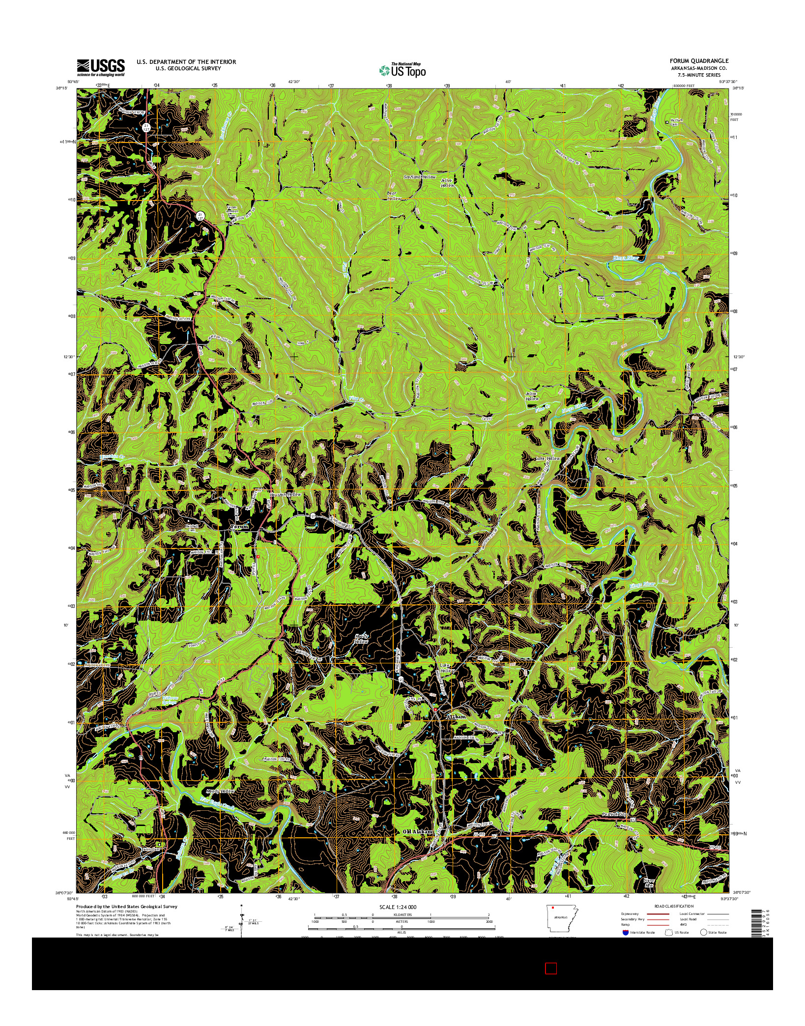 USGS US TOPO 7.5-MINUTE MAP FOR FORUM, AR 2014