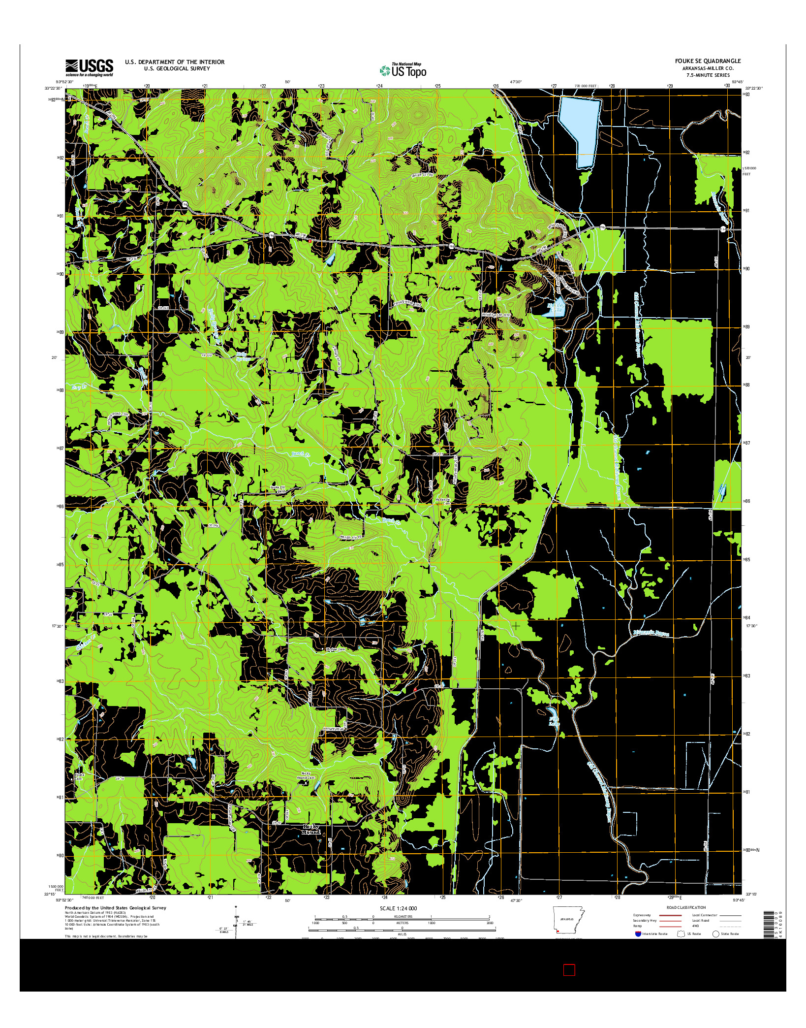 USGS US TOPO 7.5-MINUTE MAP FOR FOUKE SE, AR 2014